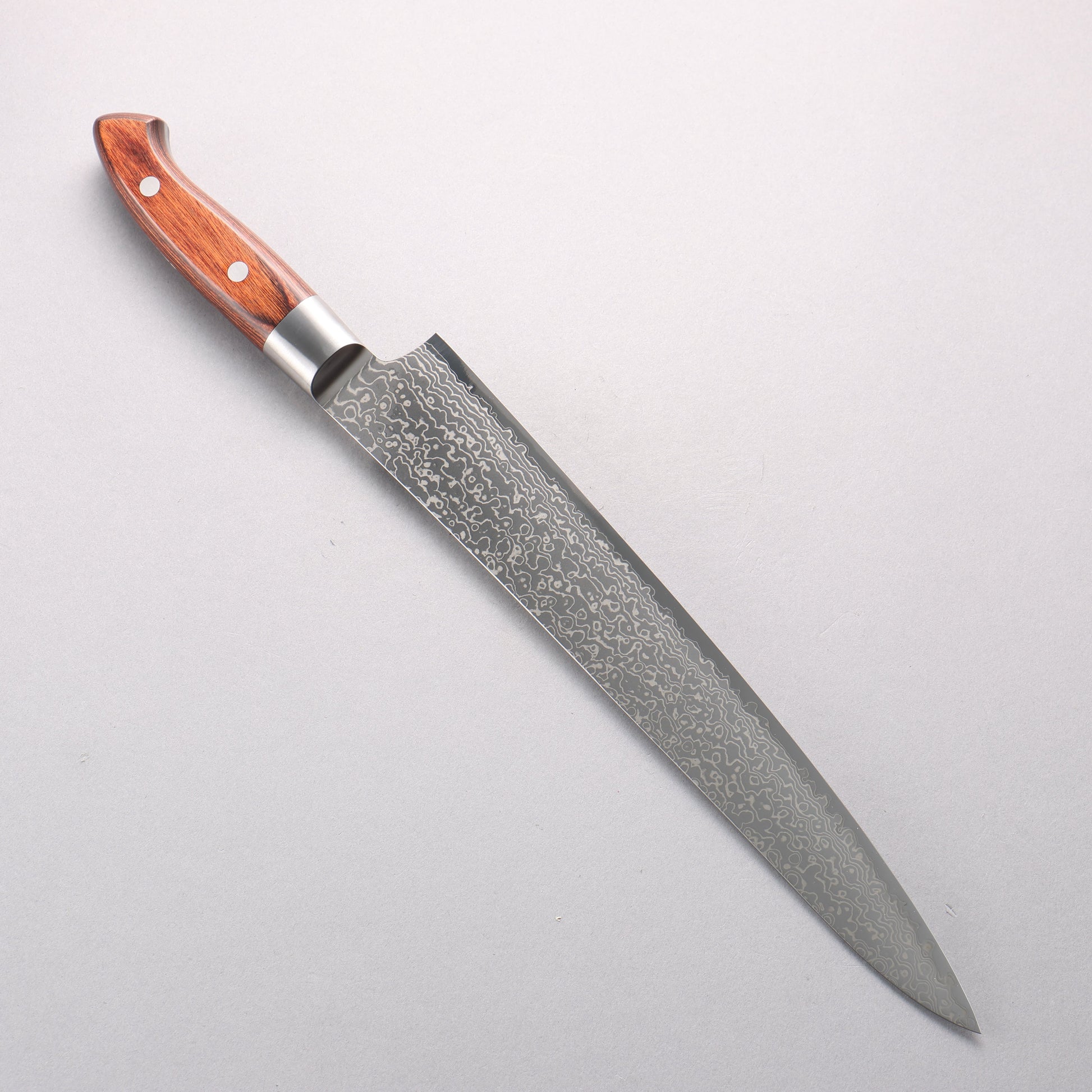 佳人 青スーパー鋼 ダマスカス 筋引包丁 270mm マホガニー柄