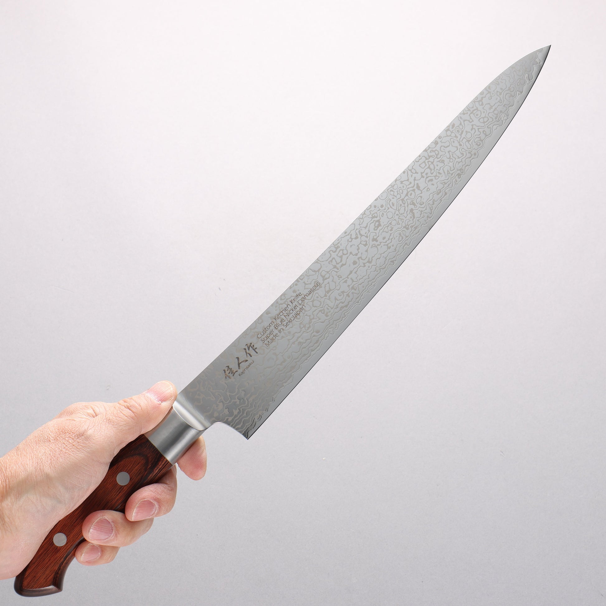 佳人 青スーパー鋼 ダマスカス 筋引包丁 270mm マホガニー柄