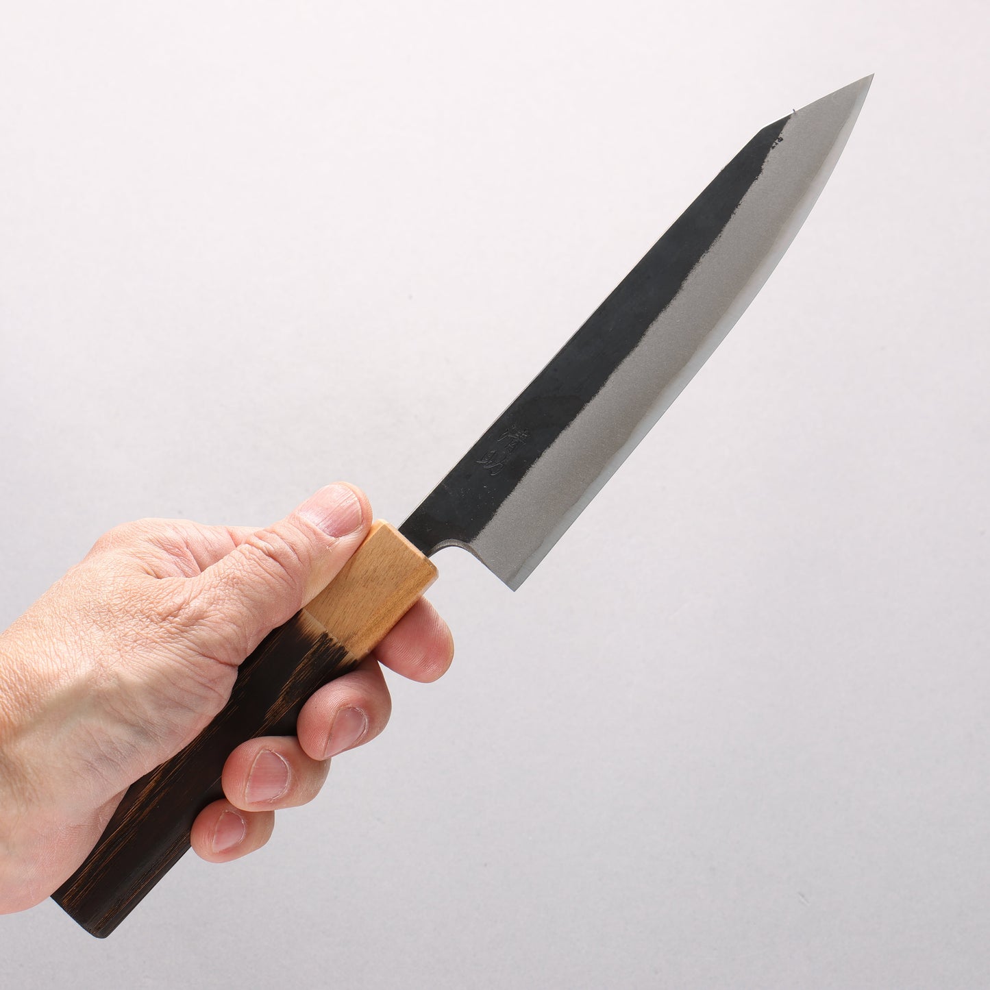 清助 青ニ鋼 黒仕上げ 切付ペティナイフ 150mm 焼栗 （口輪：サクラ）柄 - 清助刃物