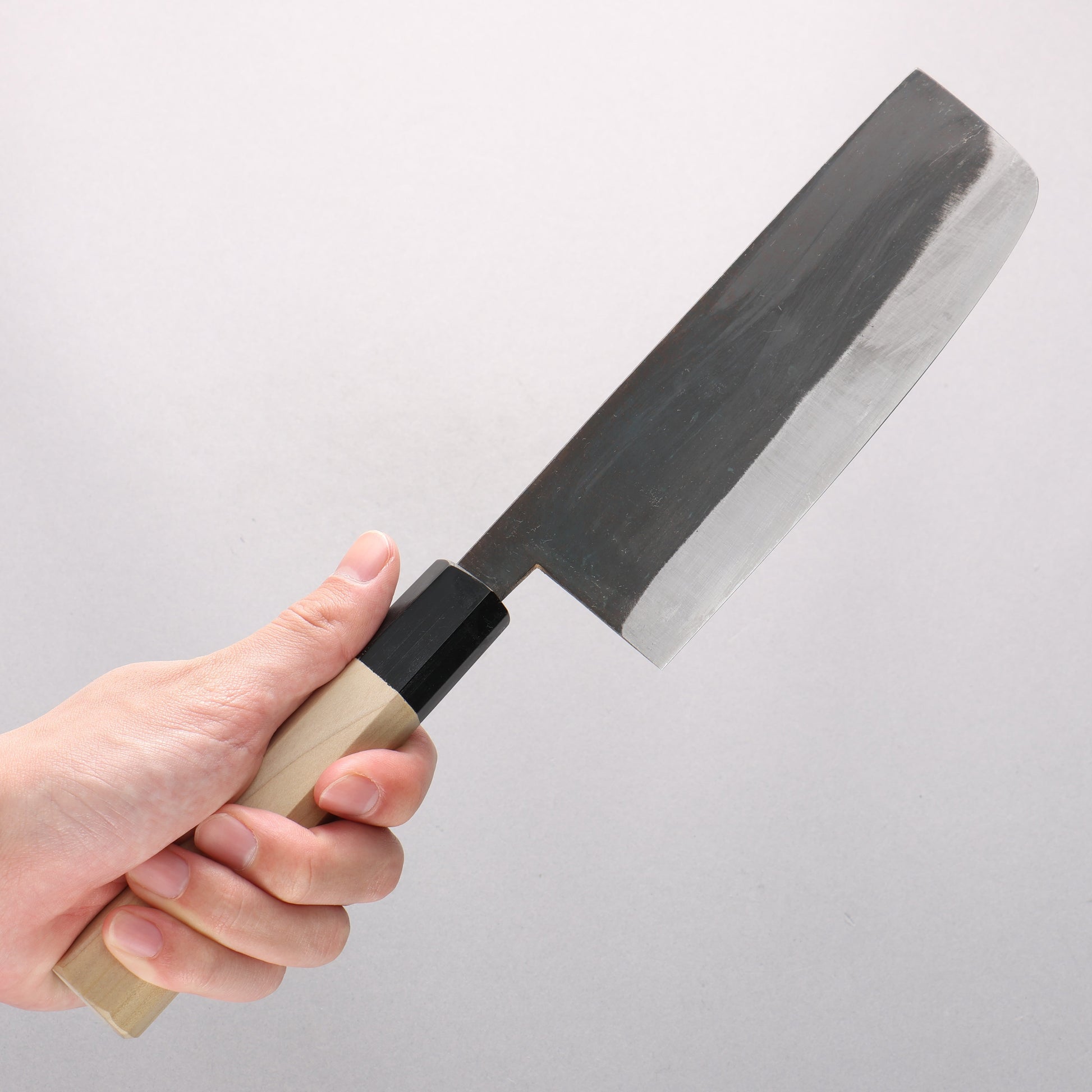 源 昭忠 白ニ鋼 黒打 菜切包丁 165mm 朴柄 - 清助刃物