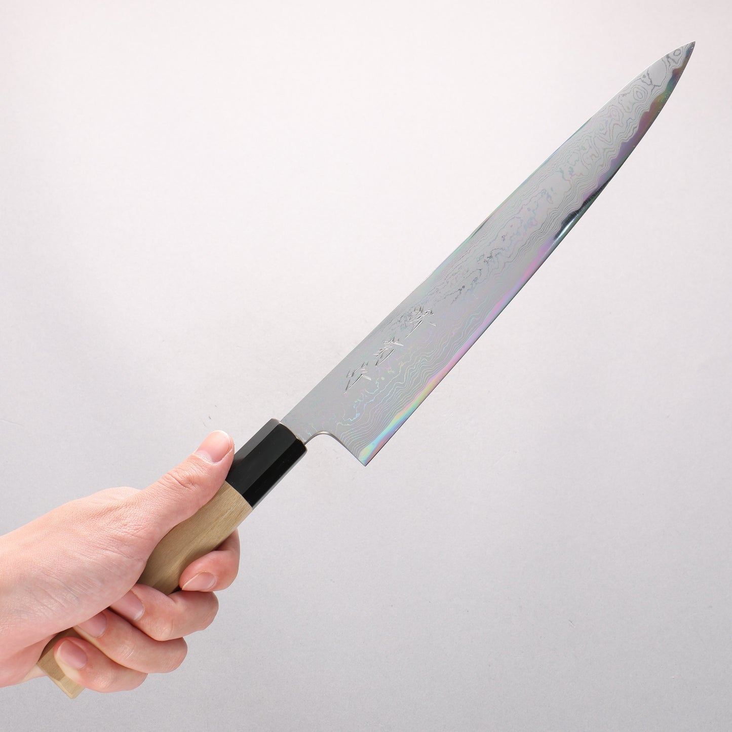 堺 菊守 青一鋼 ダマスカス 筋引包丁 270mm 朴柄 - 清助刃物