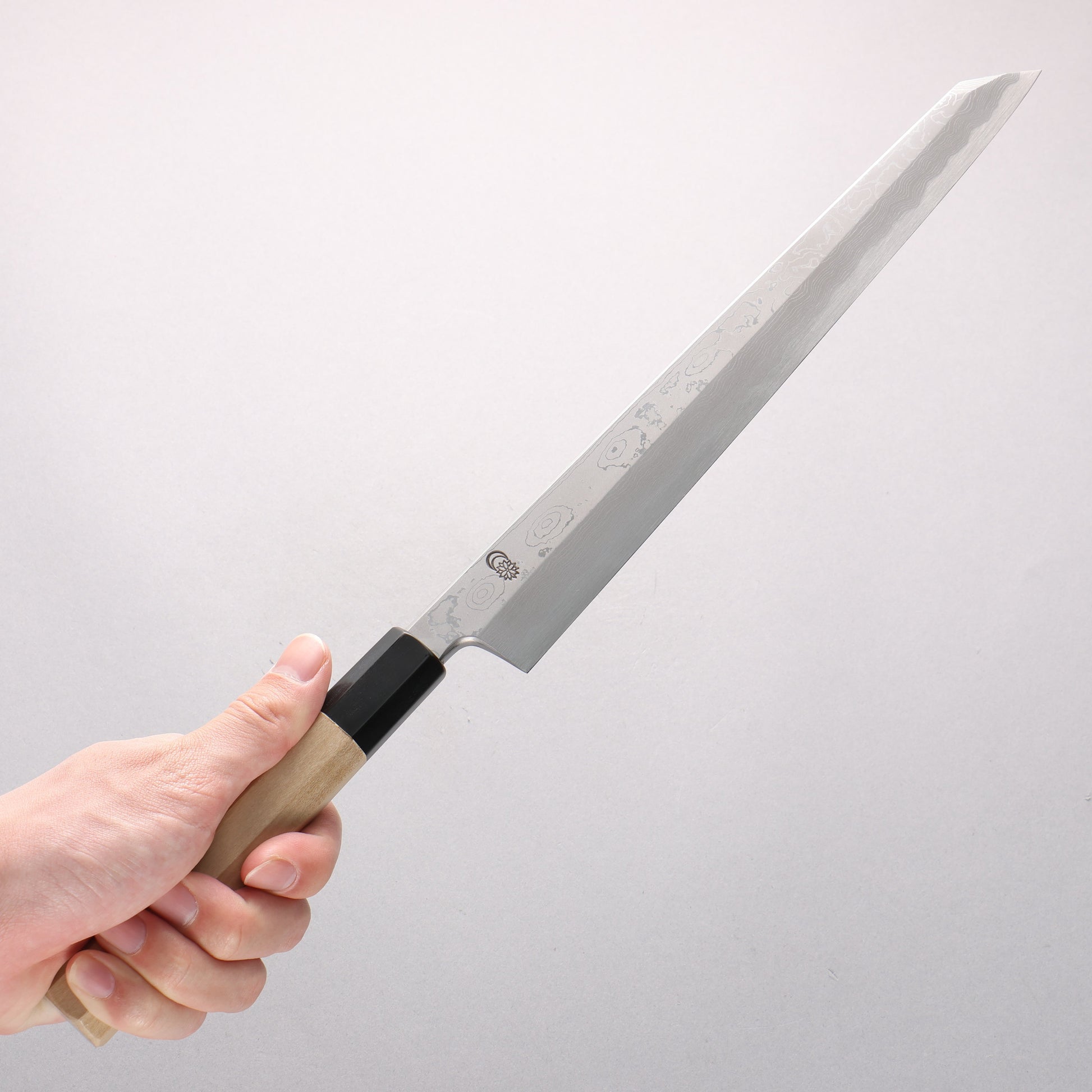 菊月 青一鋼 ダマスカス 切付柳刃包丁 270mm 朴柄 - 清助刃物