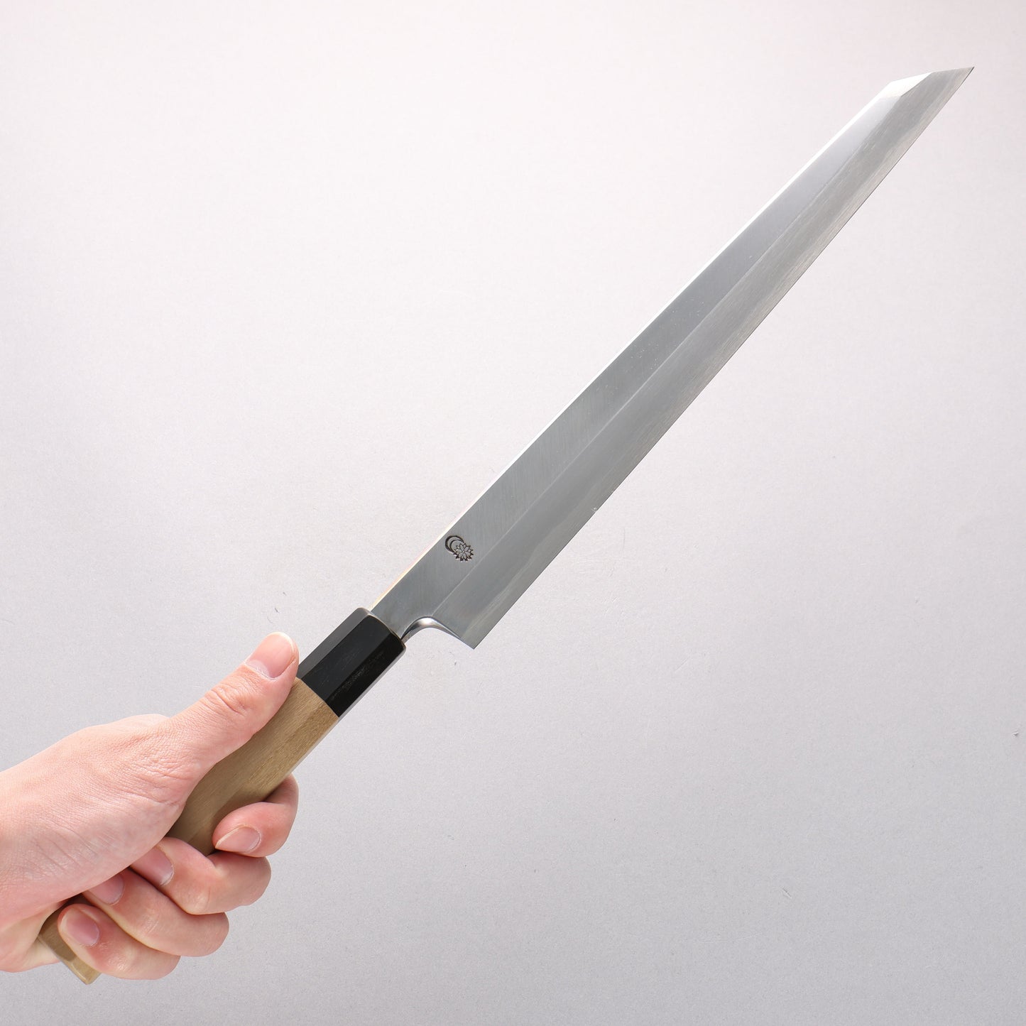 菊月 白ニ鋼 霞研 切付柳刃包丁 300mm 朴柄 - 清助刃物