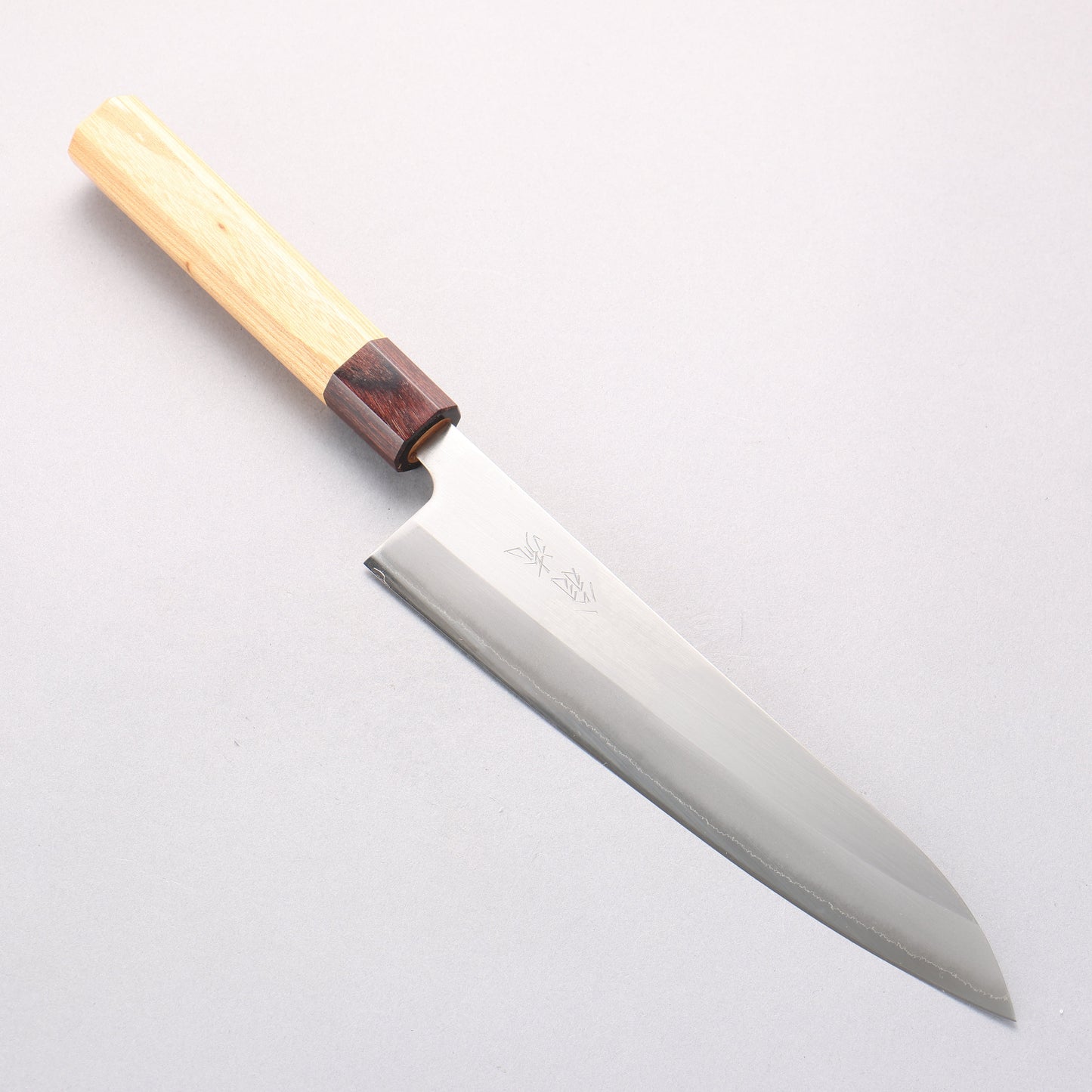 翁流 白一鋼 牛刀包丁 210mm ケヤキ柄 - 清助刃物