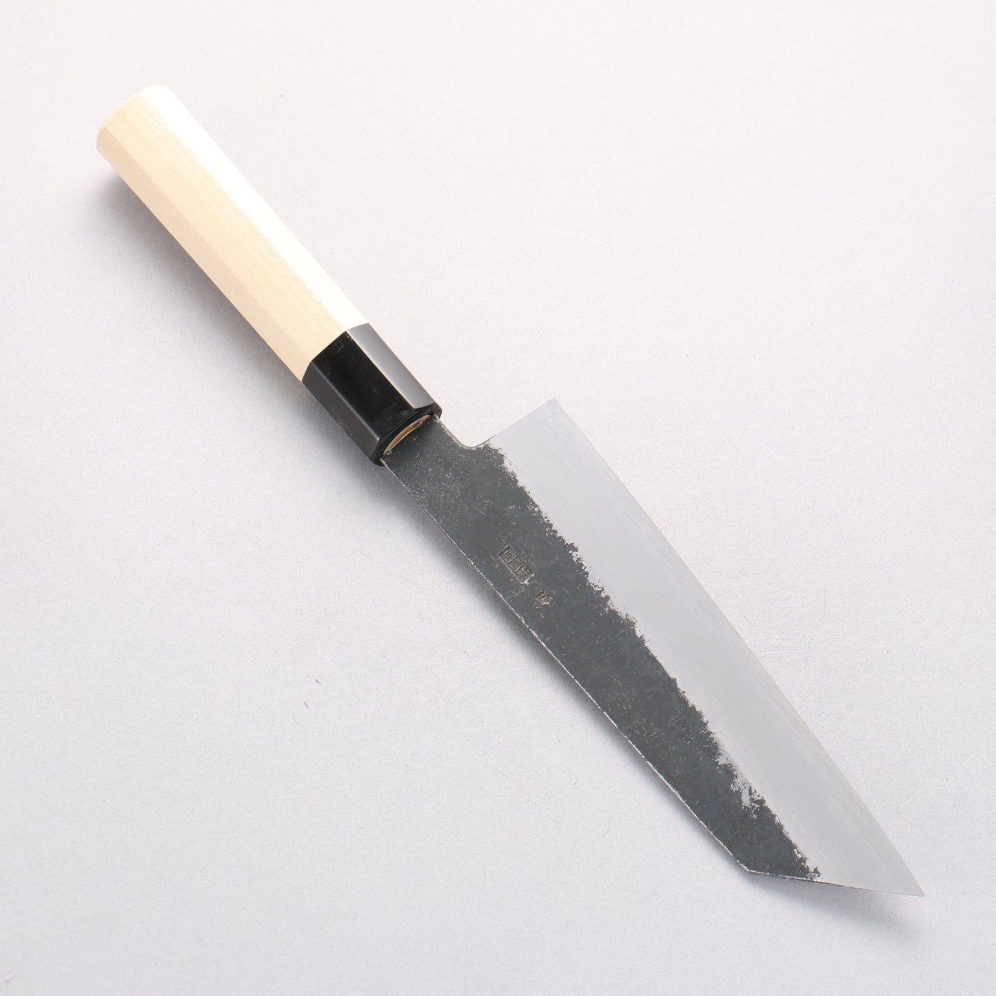 菊月 白ニ鋼 黒仕上げ 切付三徳包丁  180mm 朴柄