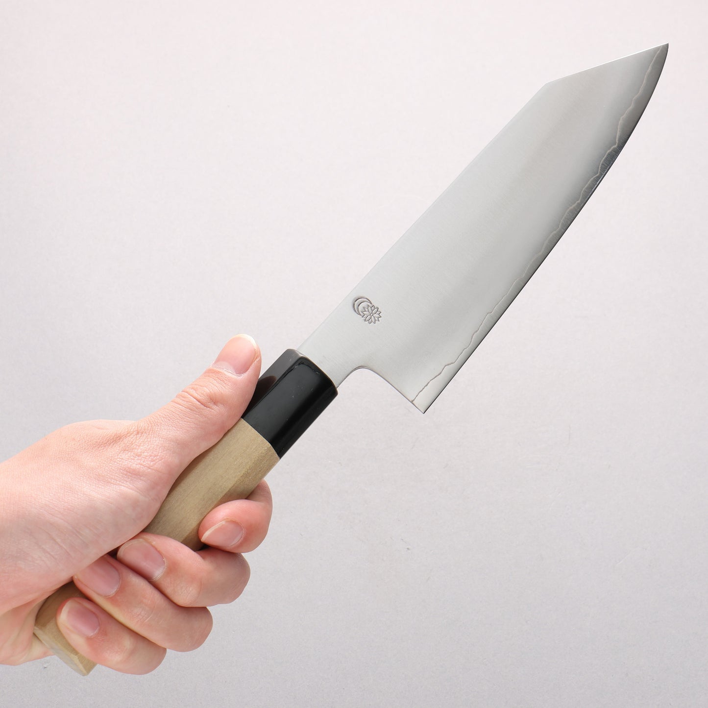 菊月 銀三鋼 暈し 切付三徳包丁 180mm 朴柄