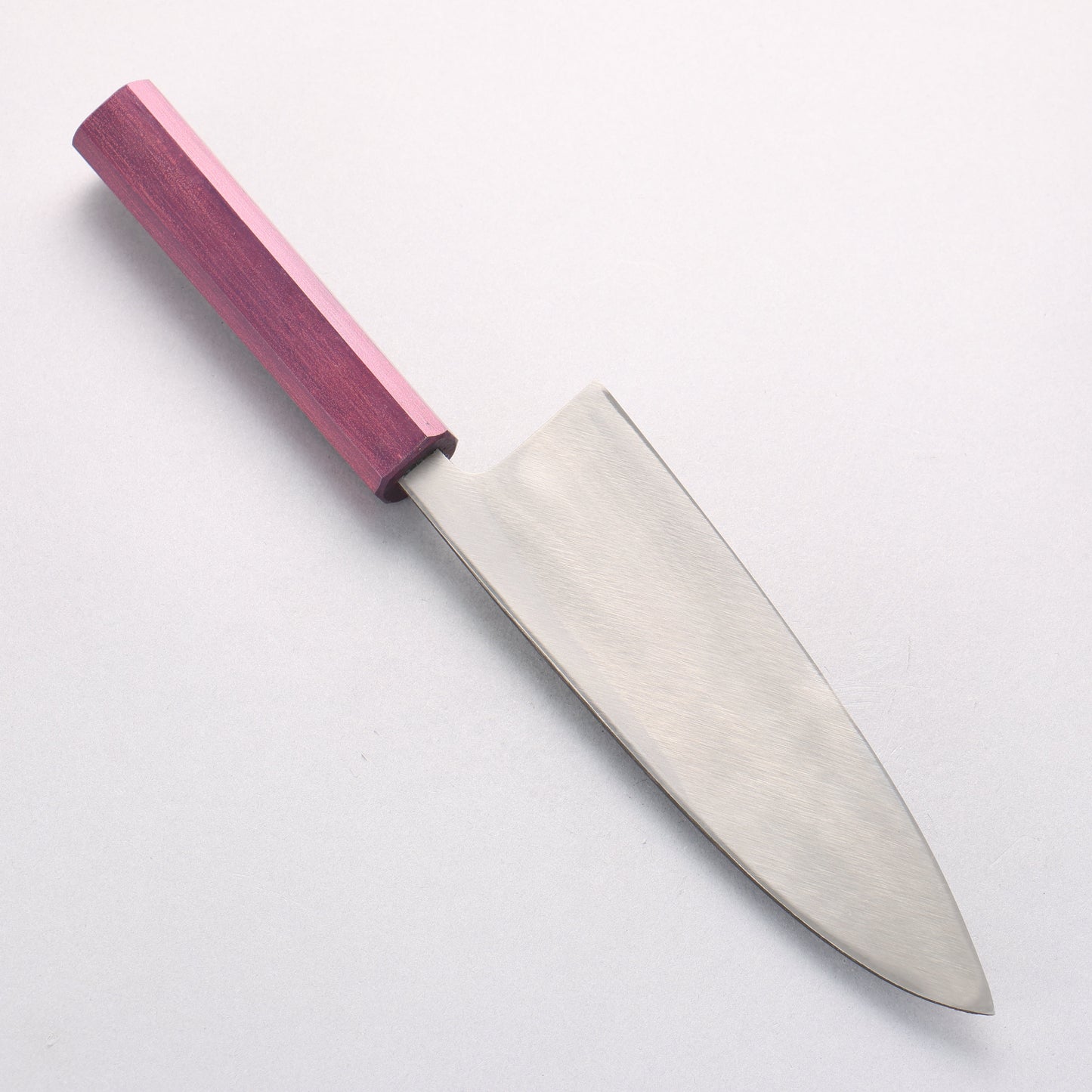 清助 白ニ鋼 黒打 出刃包丁 180mm 漆塗パープル柄 - 清助刃物