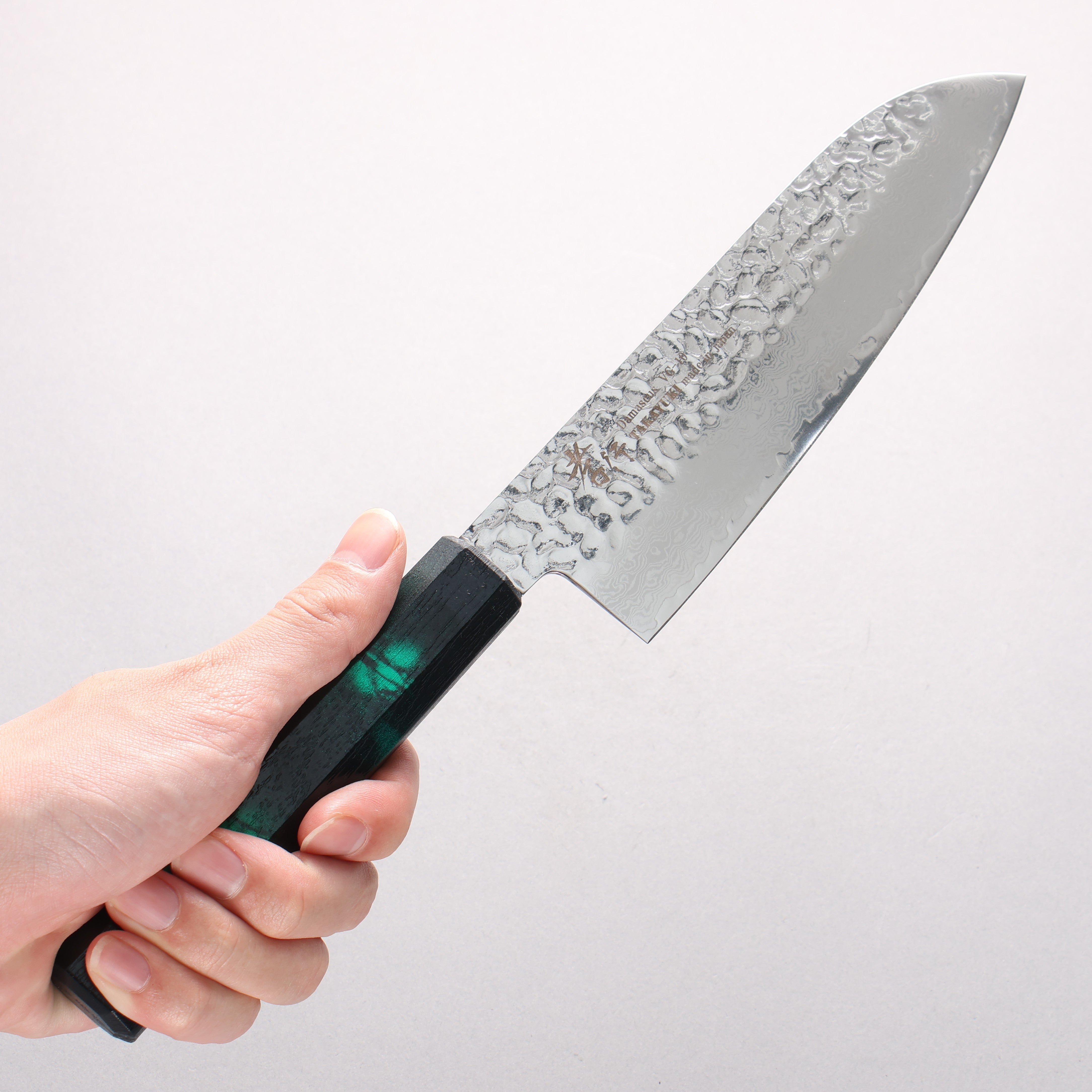 堺 孝行 なないろ VG10 33層 三徳包丁 180mm ABS樹脂(緑べっ甲)柄 - 清助刃物