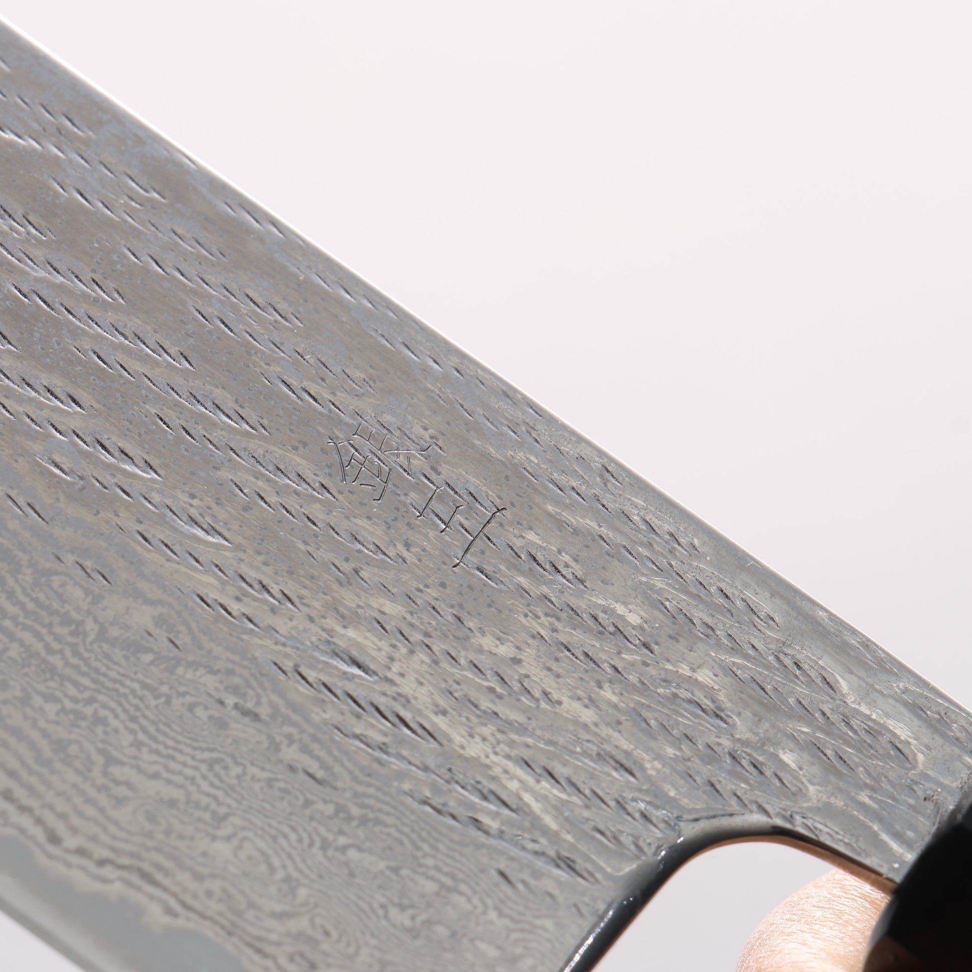 清助 銀三鋼 鎚目 ダマスカス 縄目 菜切包丁 165mm 黒檀 (口輪：黒水牛)柄 - 清助刃物