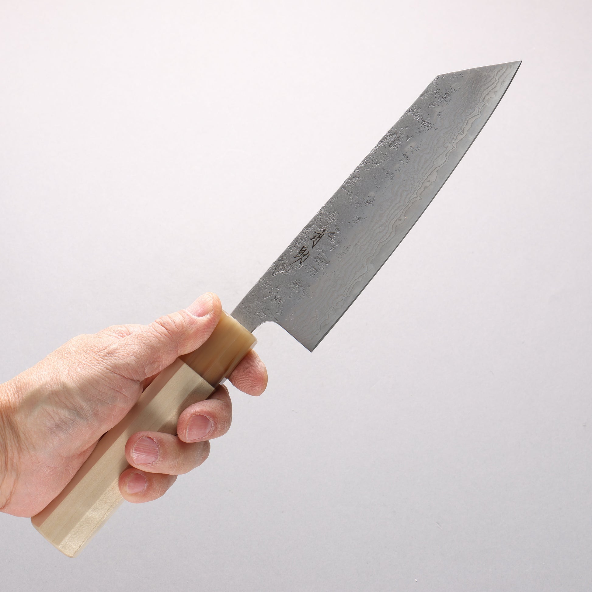 清助 スウェーデン鋼 ダマスカス 和紙地 文化包丁 170mm 朴柄 - 清助刃物