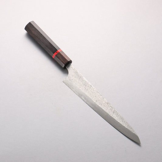 池田拓視 酔狂 V金10号 磨き仕上げ ダマスカス 筋引包丁 210mm 黒檀 (赤ターコイズリング付き）柄 - 清助刃物