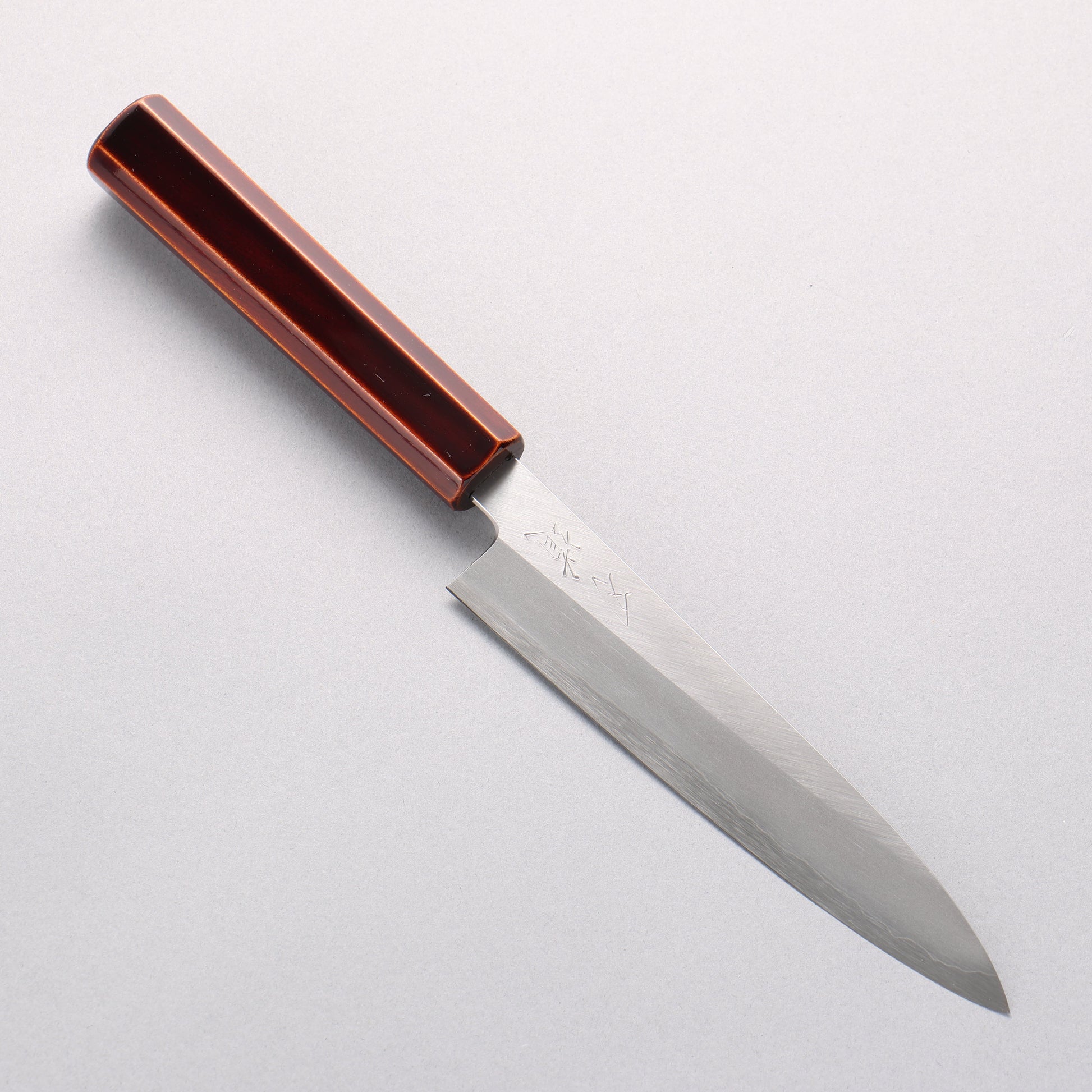 刃道 銀三鋼 磨き仕上げ ペティーナイフ 150mm 漆 木地呂塗り柄 - 清助刃物