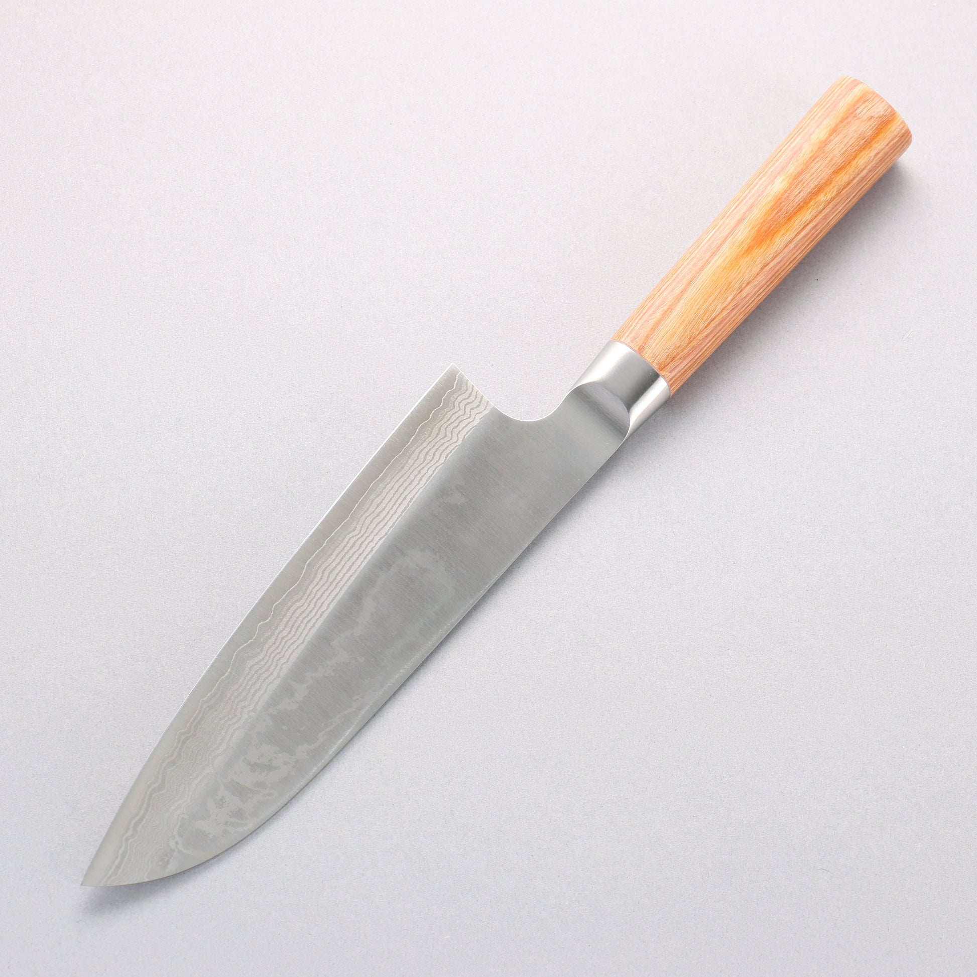 加茂刃物 V金10号 ダマスカス 三徳包丁 165mm 茶合板柄 - 清助刃物