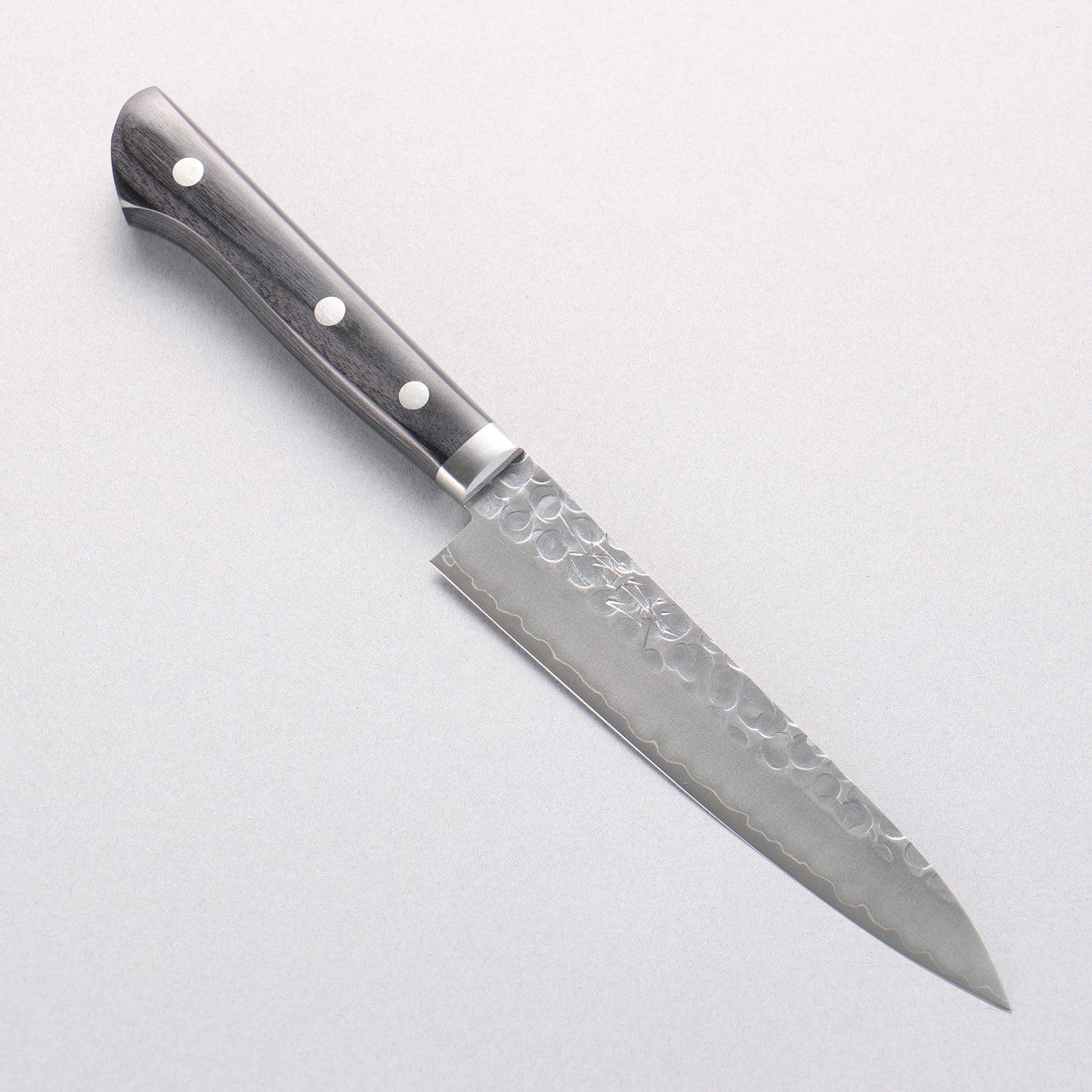 清助 V金1号 鎚目 磨き仕上げ ペティーナイフ 135mm 黒合板柄 - 清助刃物