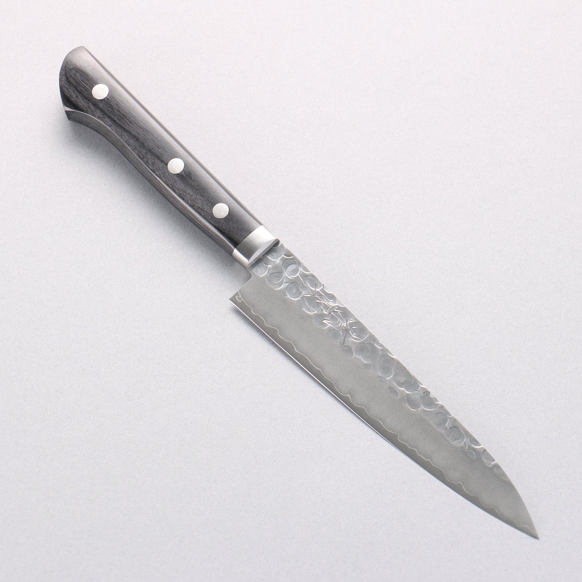 清助 V金1号 鎚目 磨き仕上げ ペティーナイフ 135mm 黒合板柄 - 清助刃物