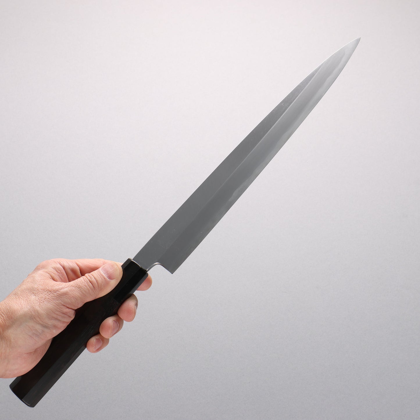 源 昭忠 青ニ鋼 柳刃包丁 270mm 黒檀 (口輪：黒水牛)柄 - 清助刃物