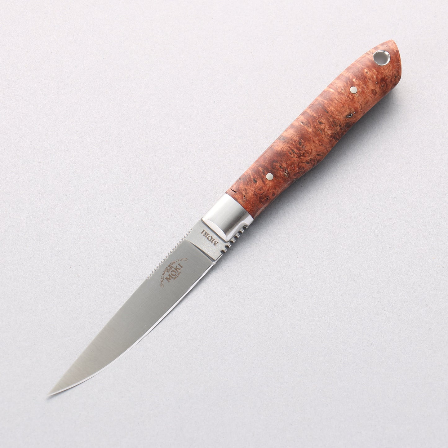 Moki Trout & Bird Fixed Blade Knife w/ Chinese Quince (light) - 清助刃物