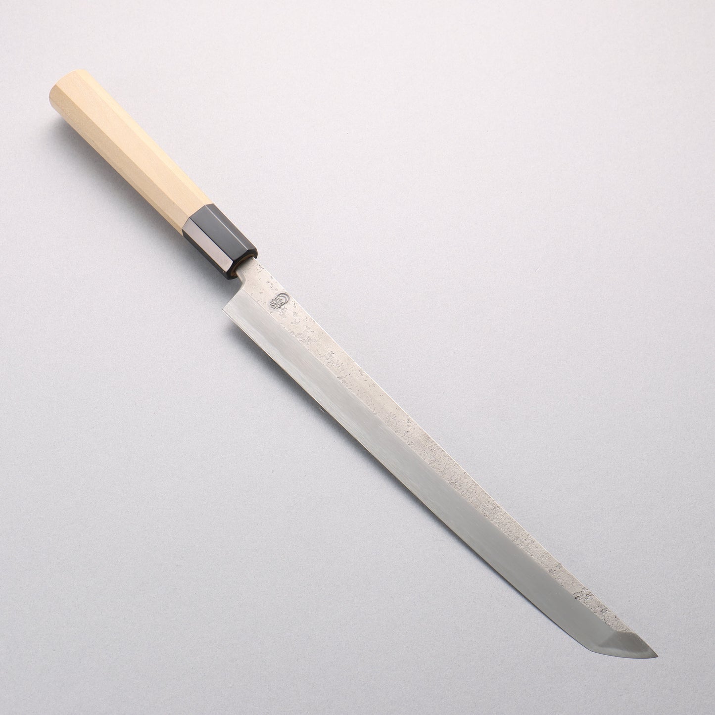 菊月 白ニ鋼 梨地 先丸蛸引包丁 270mm 朴柄 - 清助刃物