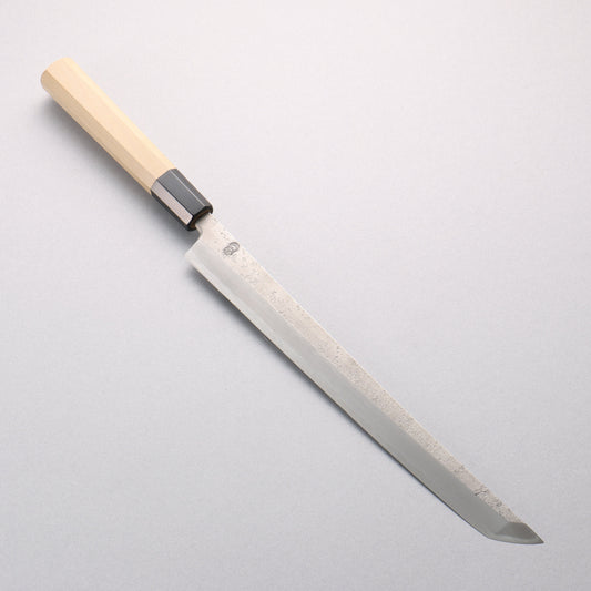 菊月 白ニ鋼 梨地 先丸蛸引包丁 270mm 朴柄 - 清助刃物