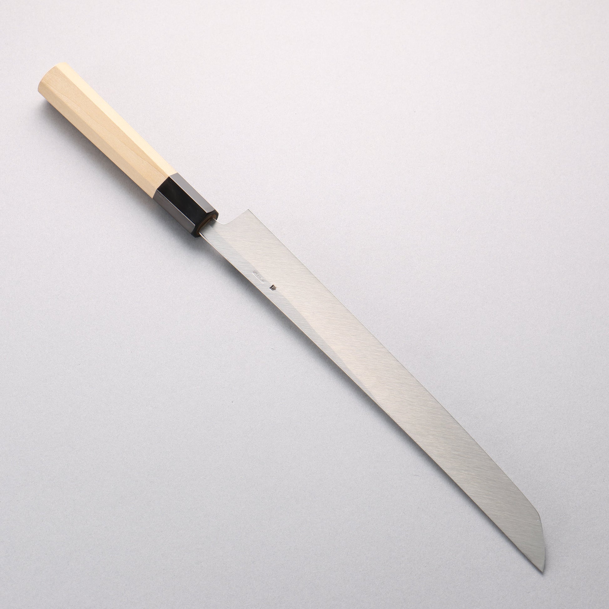 菊月 白ニ鋼 梨地 先丸蛸引包丁 270mm 朴柄 - 清助刃物