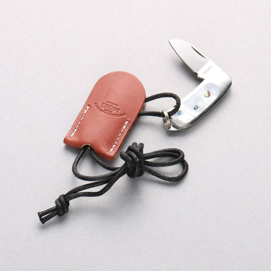 Moki Mini Pendant Pocket Knife w/ White Mother of Pearl and Abalone Circles - 清助刃物
