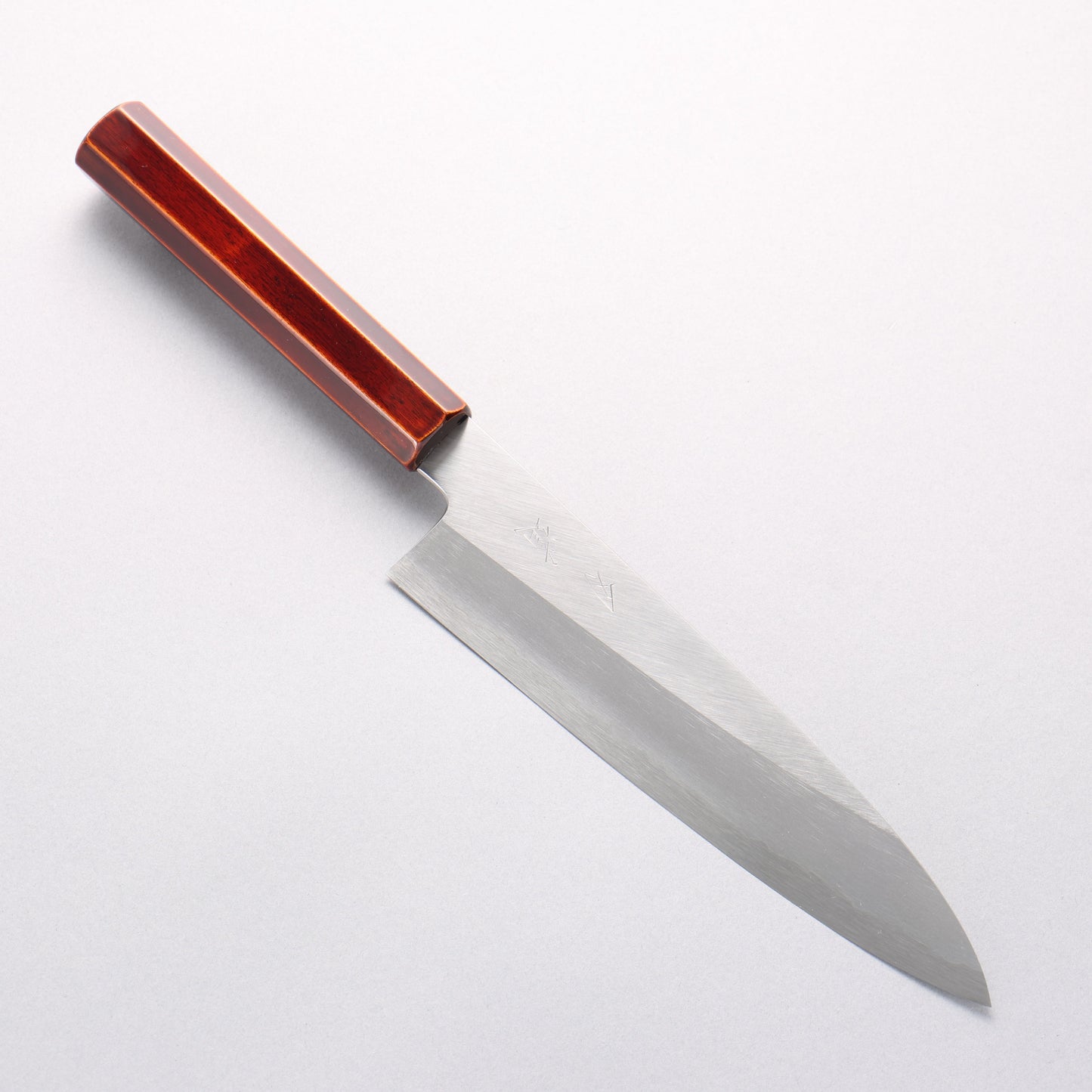 刃道 銀三鋼 磨き仕上げ 牛刀包丁 210mm 漆 木地呂塗り柄 - 清助刃物