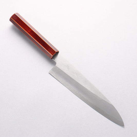 刃道 銀三鋼 磨き仕上げ 牛刀包丁 210mm 漆 木地呂塗り柄 - 清助刃物