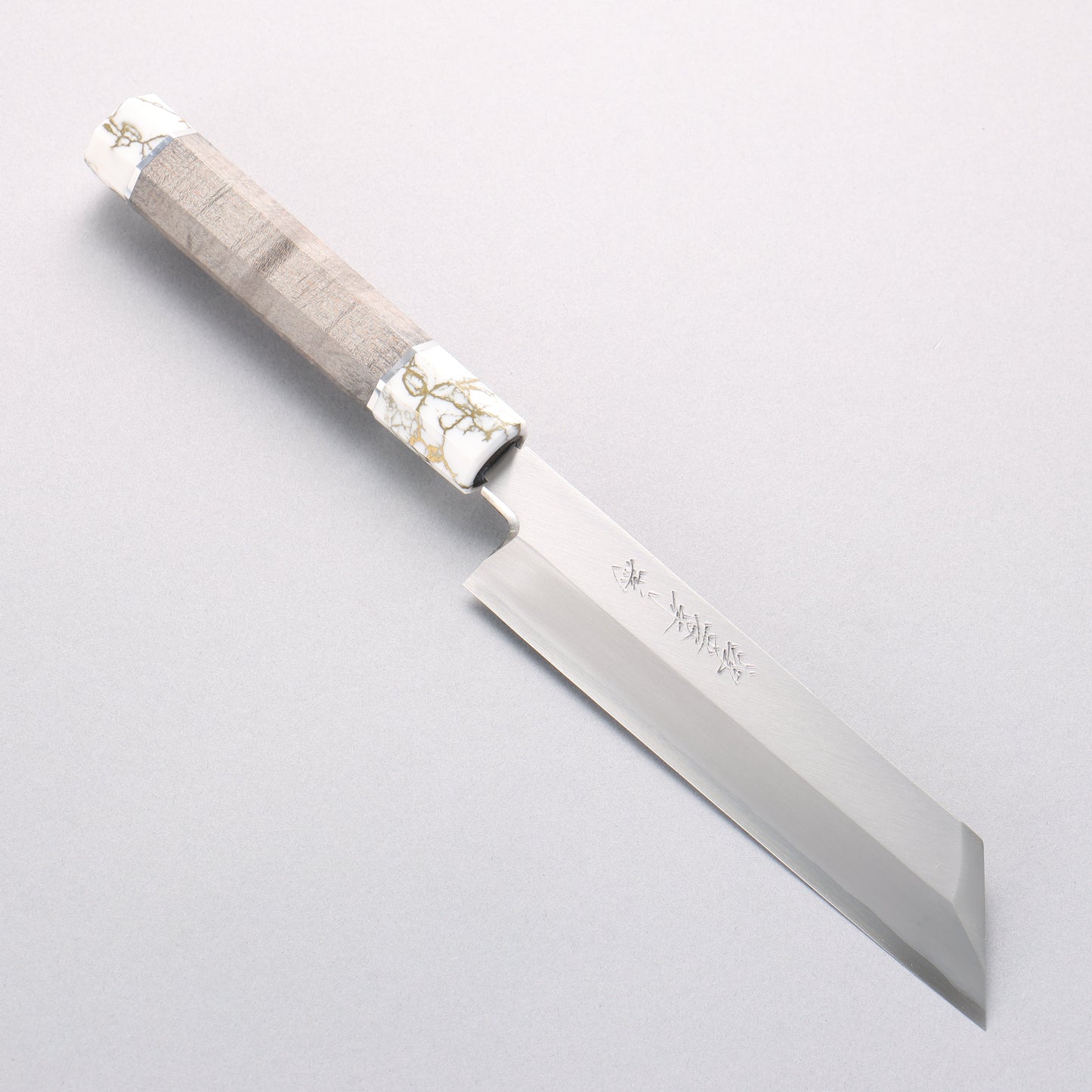堺 孝行 シェフシリーズ 銀三鋼 ムキ物包丁 180mm スタビライズドウッド (両輪:白)柄 鞘付き - 清助刃物