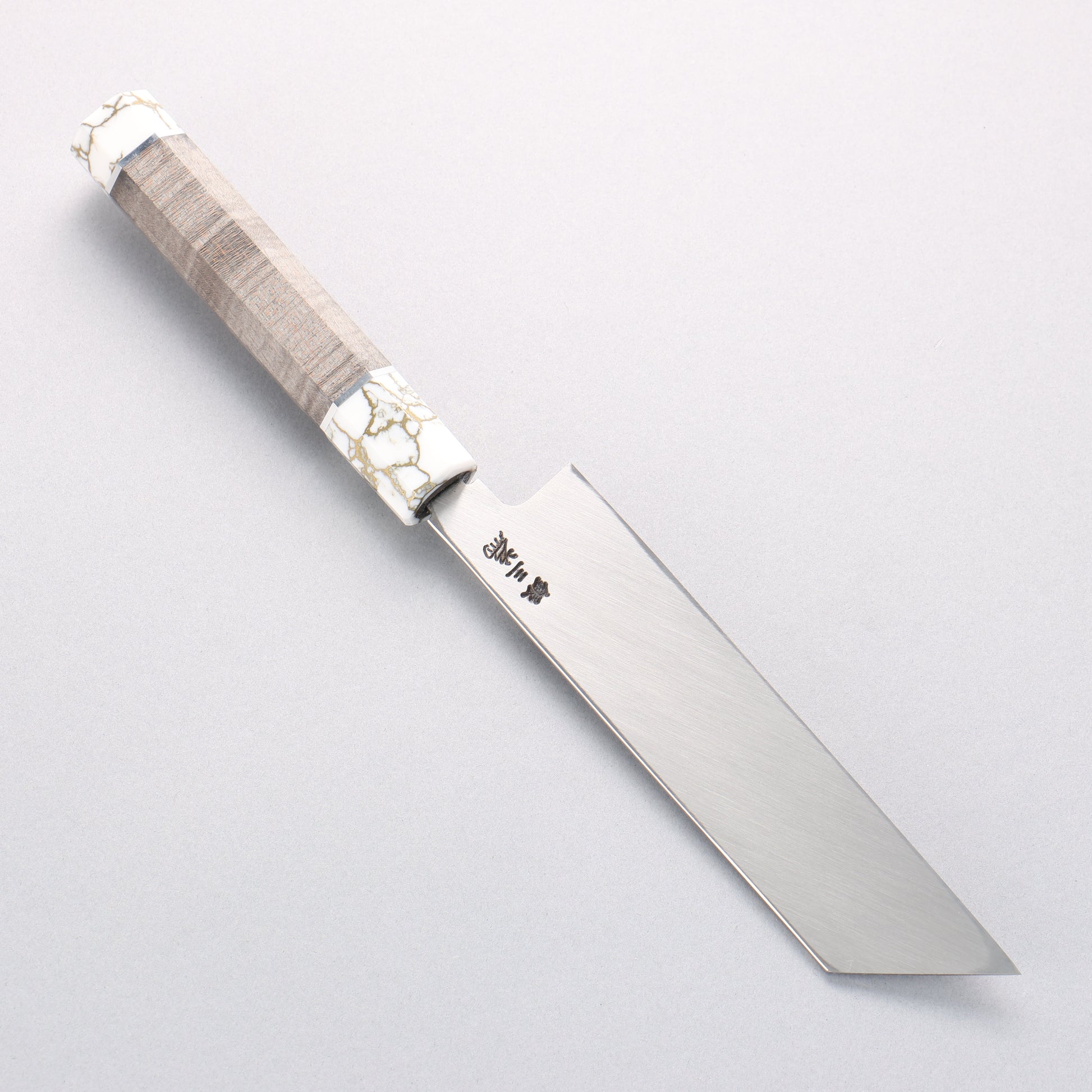 堺 孝行 シェフシリーズ 銀三鋼 ムキ物包丁 180mm スタビライズドウッド (両輪:白)柄 鞘付き - 清助刃物