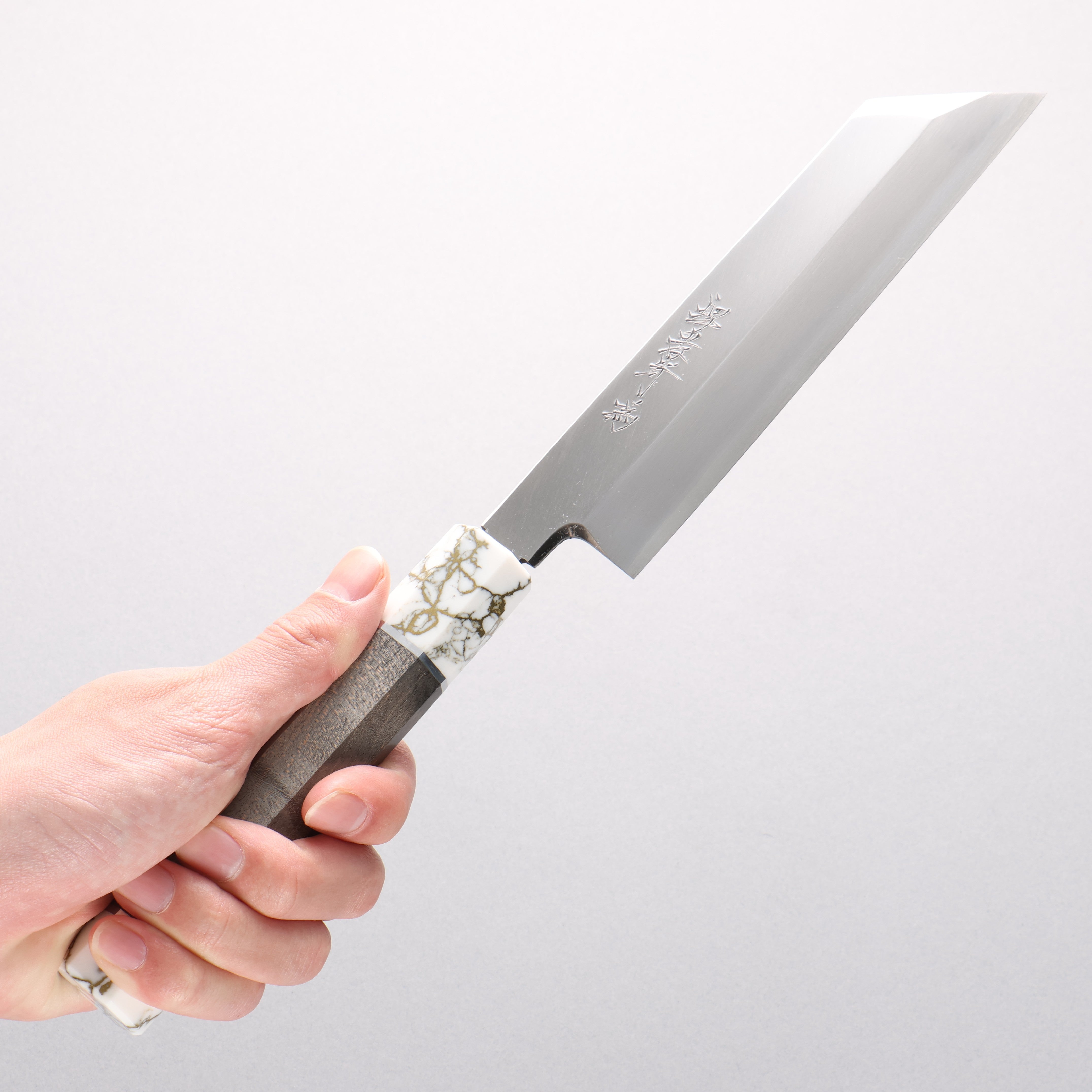 堺 孝行 シェフシリーズ 銀三鋼 ムキ物包丁 180mm スタビライズドウッド (両輪:白)柄 鞘付き - 清助刃物