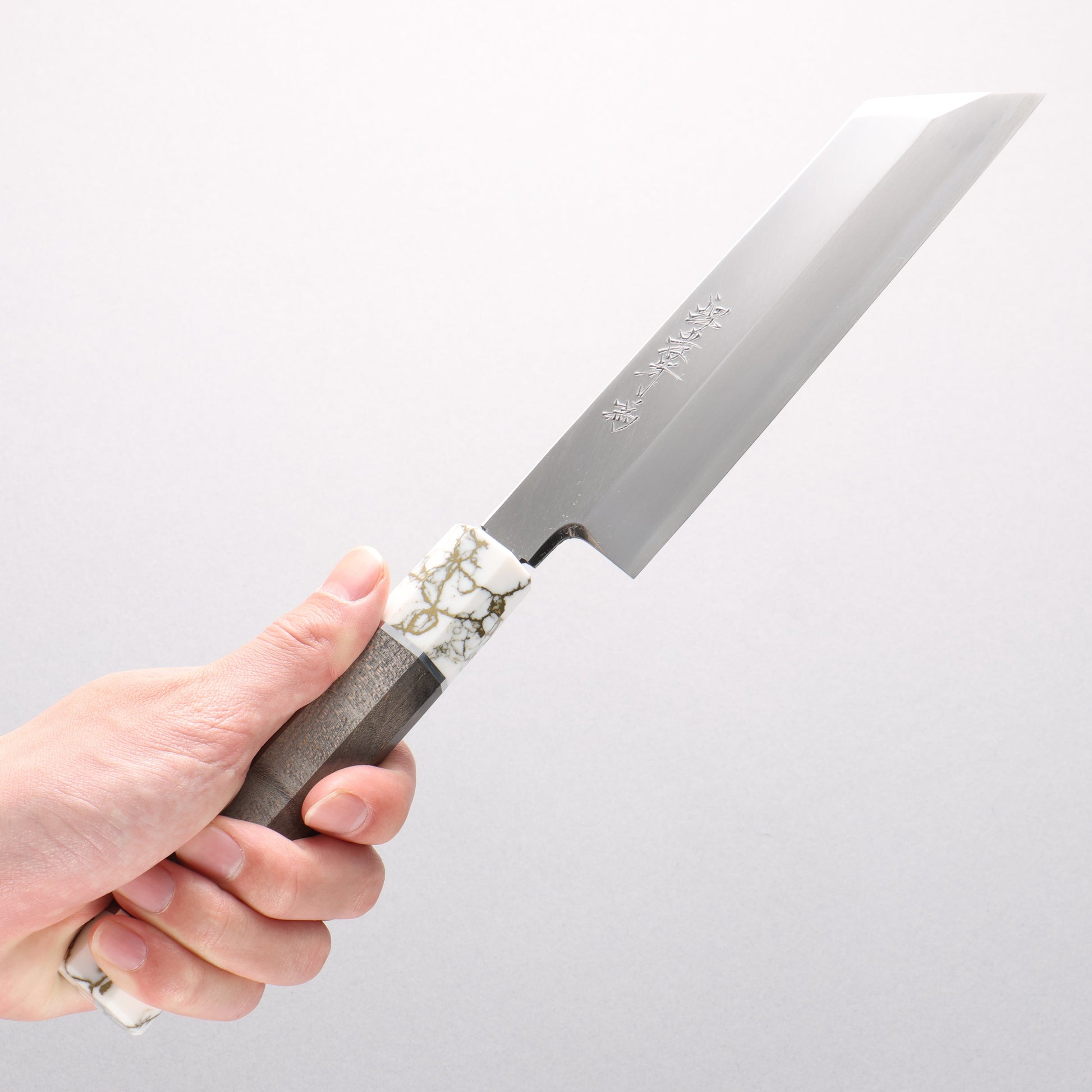 堺 孝行 シェフシリーズ 銀三鋼 ムキ物包丁 180mm スタビライズドウッド (両輪:白)柄 鞘付き - 清助刃物
