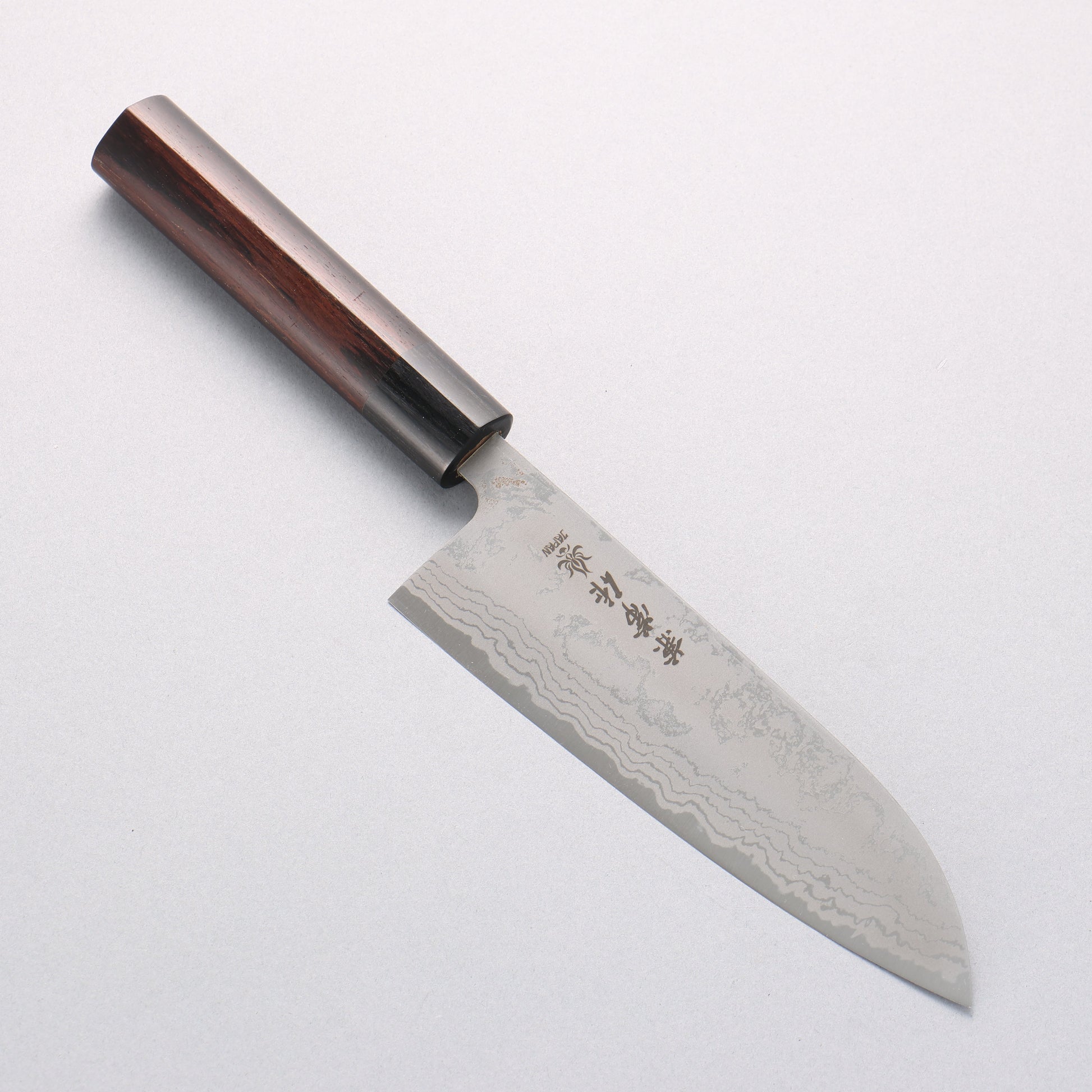 兼常 青ニ鋼 ダマスカス 三徳包丁 165mm 紫檀柄 - 清助刃物