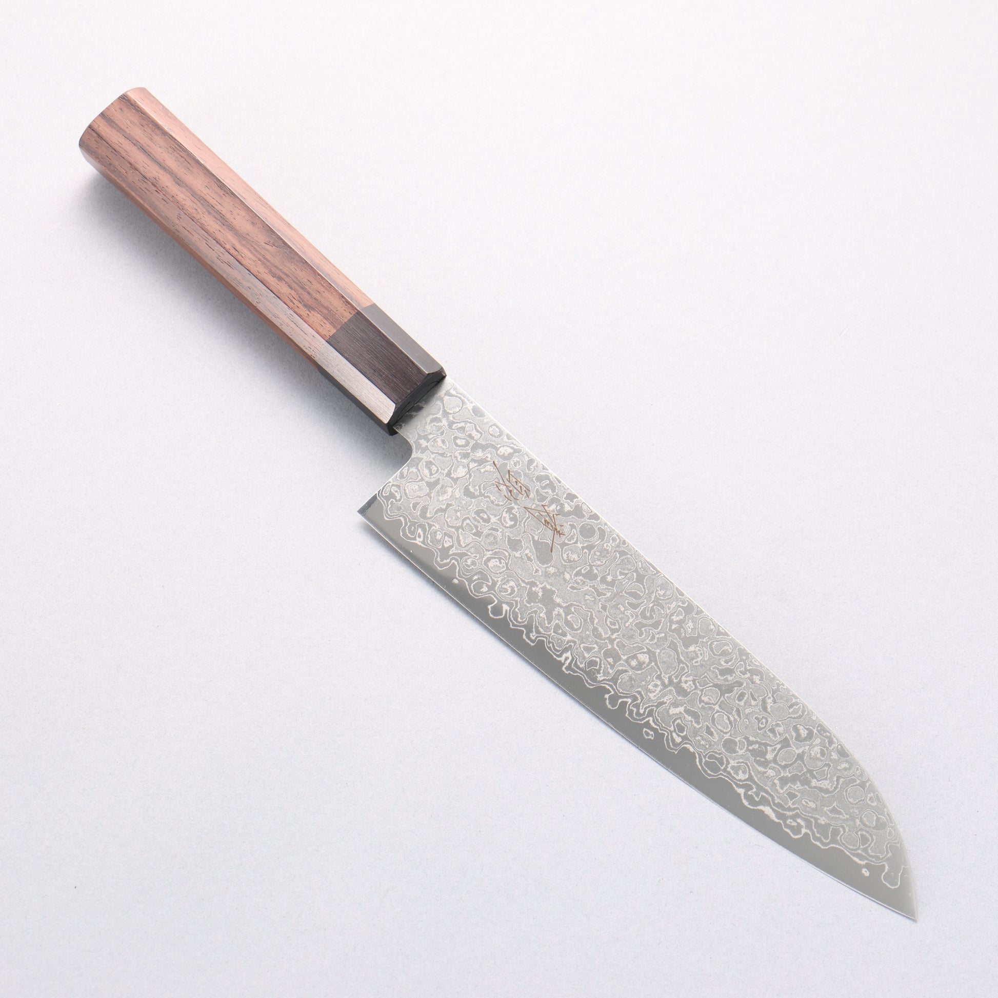清助 AUS10 ダマスカス 磨き仕上げ 三徳包丁 180mm 紫檀 (口輪：黒合板)柄 - 清助刃物