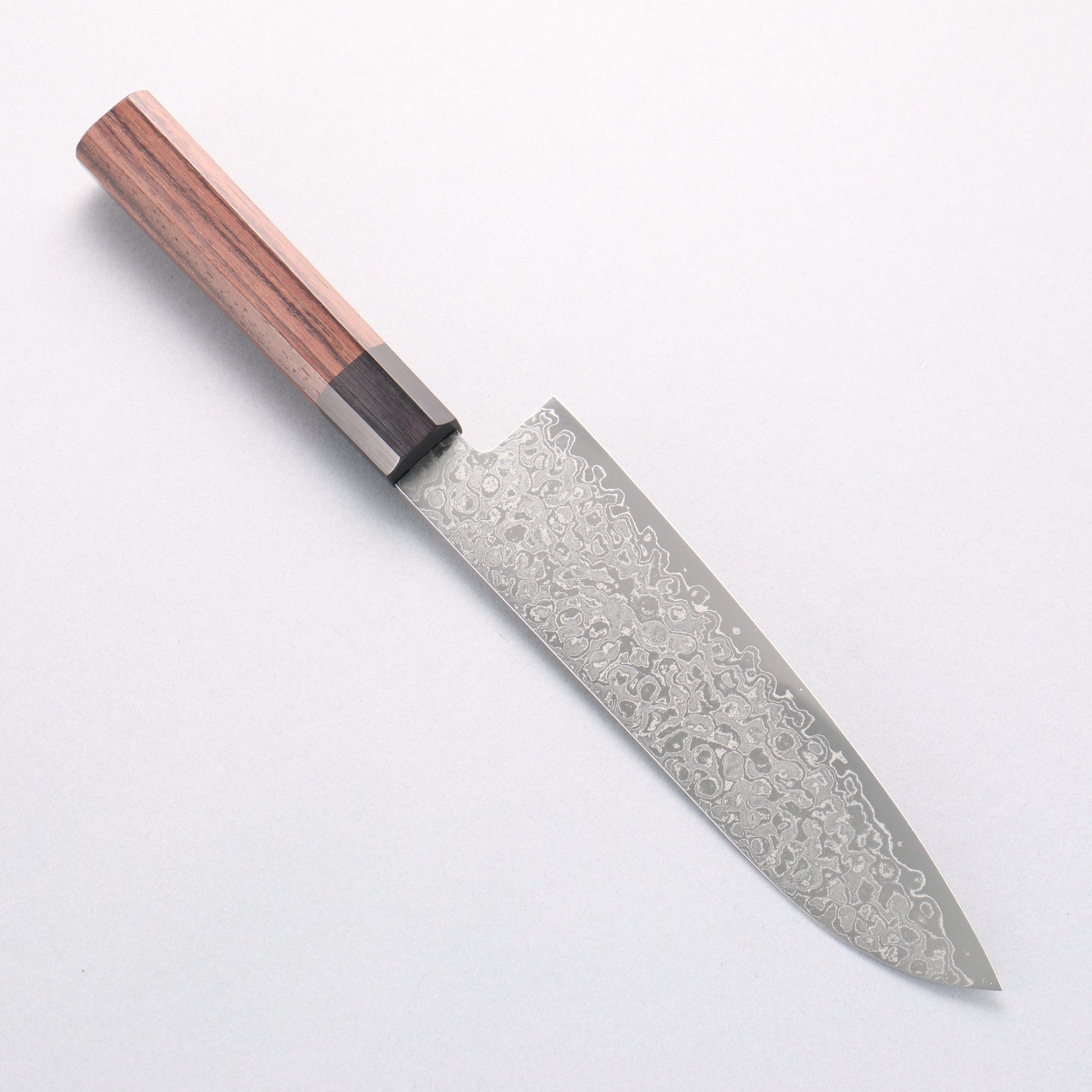 清助 AUS10 ダマスカス 磨き仕上げ 三徳包丁 180mm 紫檀 (口輪：黒合板)柄 - 清助刃物