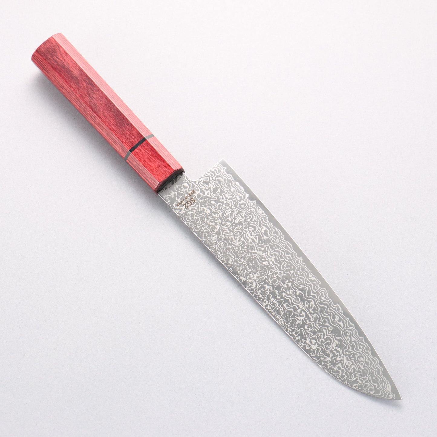 樋口 SG2 ダマスカス 磨き仕上げ 三徳包丁 180mm 赤合板柄 - 清助刃物