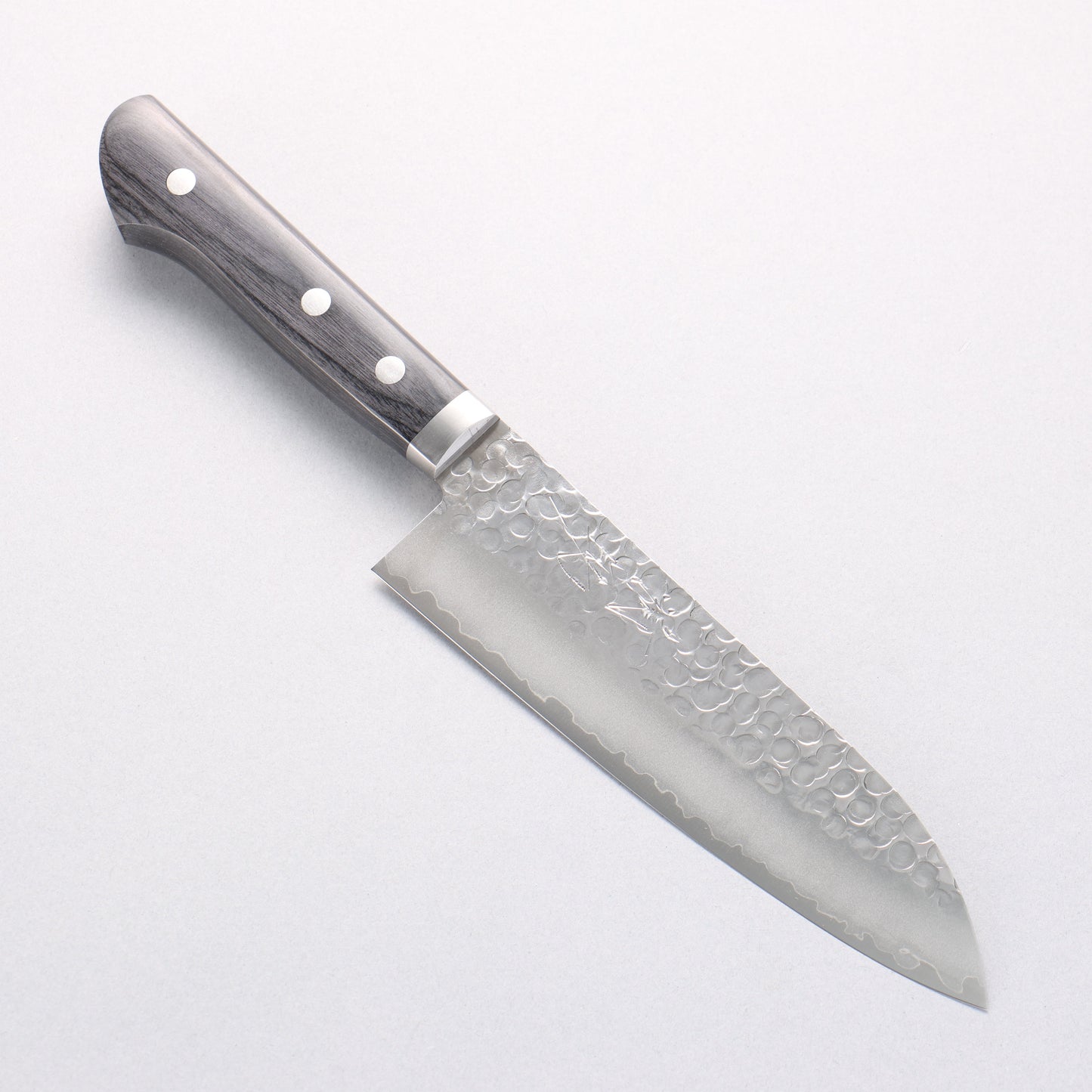 清助 V金1号 鎚目 磨き仕上げ 三徳包丁 165mm 黒合板柄 - 清助刃物