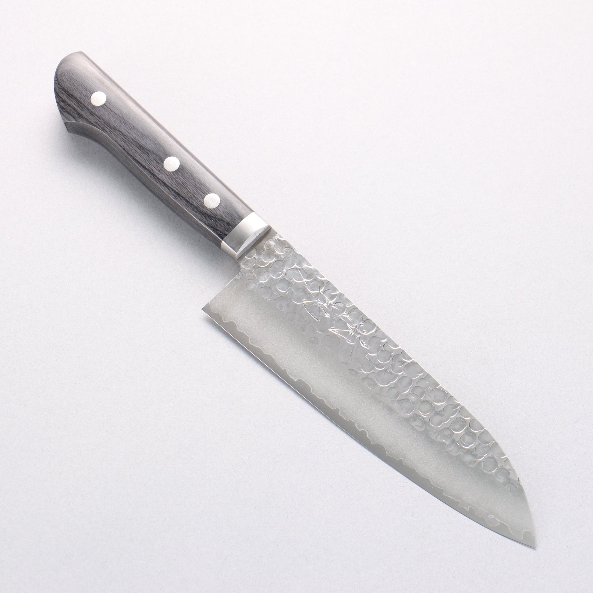 清助 V金1号 鎚目 磨き仕上げ 三徳包丁 165mm 黒合板柄 - 清助刃物