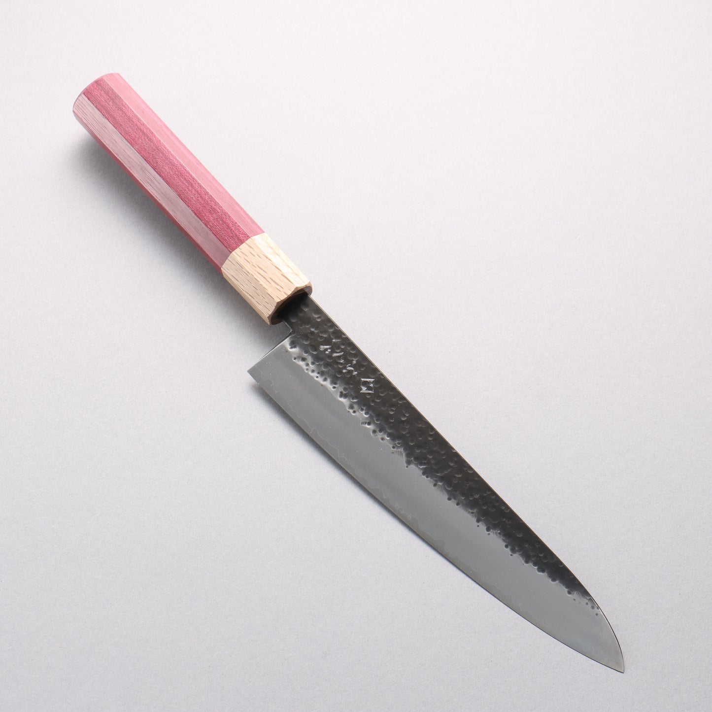 ふくべ V金10号 鎚目 黒仕上げ 牛刀包丁 210mm パープルハート柄 - 清助刃物