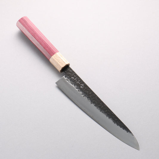 ふくべ V金10号 鎚目 黒仕上げ 牛刀包丁 210mm パープルハート柄 - 清助刃物