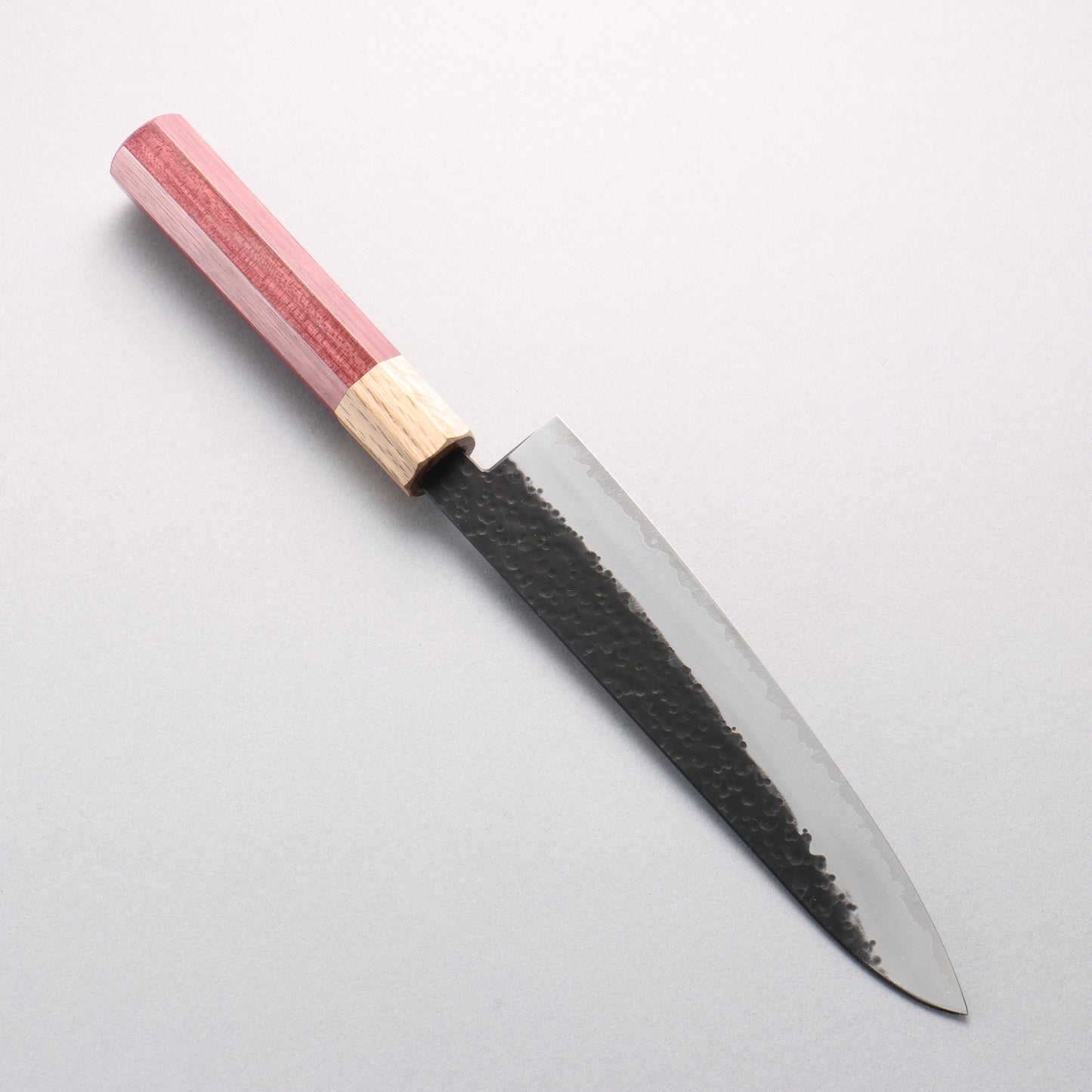 ふくべ V金10号 鎚目 黒仕上げ 牛刀包丁 210mm パープルハート柄 - 清助刃物