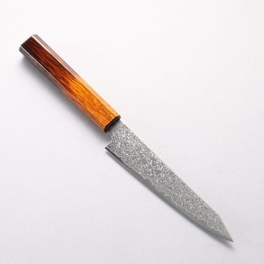 清助 SG2 ダマスカス 磨き仕上げ 切付ペティナイフ 150mm 樫焼 漆塗り柄 - 清助刃物