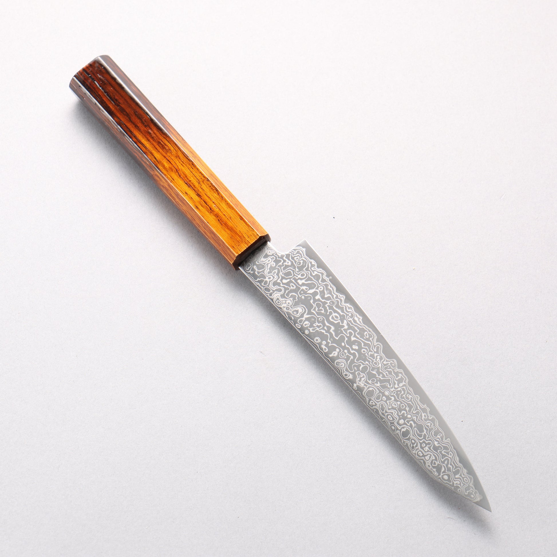 清助 SG2 ダマスカス 磨き仕上げ 切付ペティナイフ 150mm 樫焼 漆塗り柄 - 清助刃物