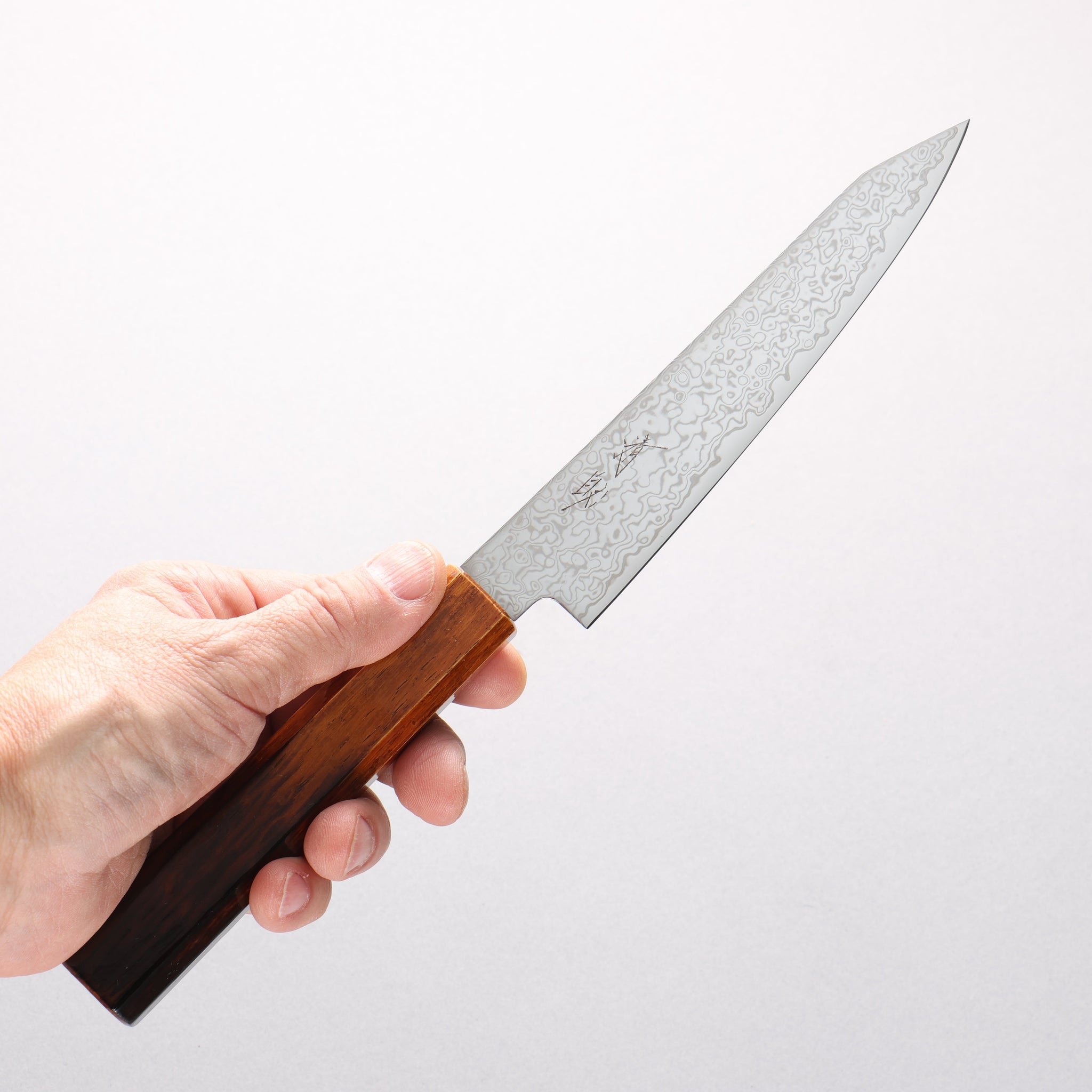 清助 SG2 ダマスカス 磨き仕上げ 切付ペティナイフ 150mm 樫焼 漆塗り柄