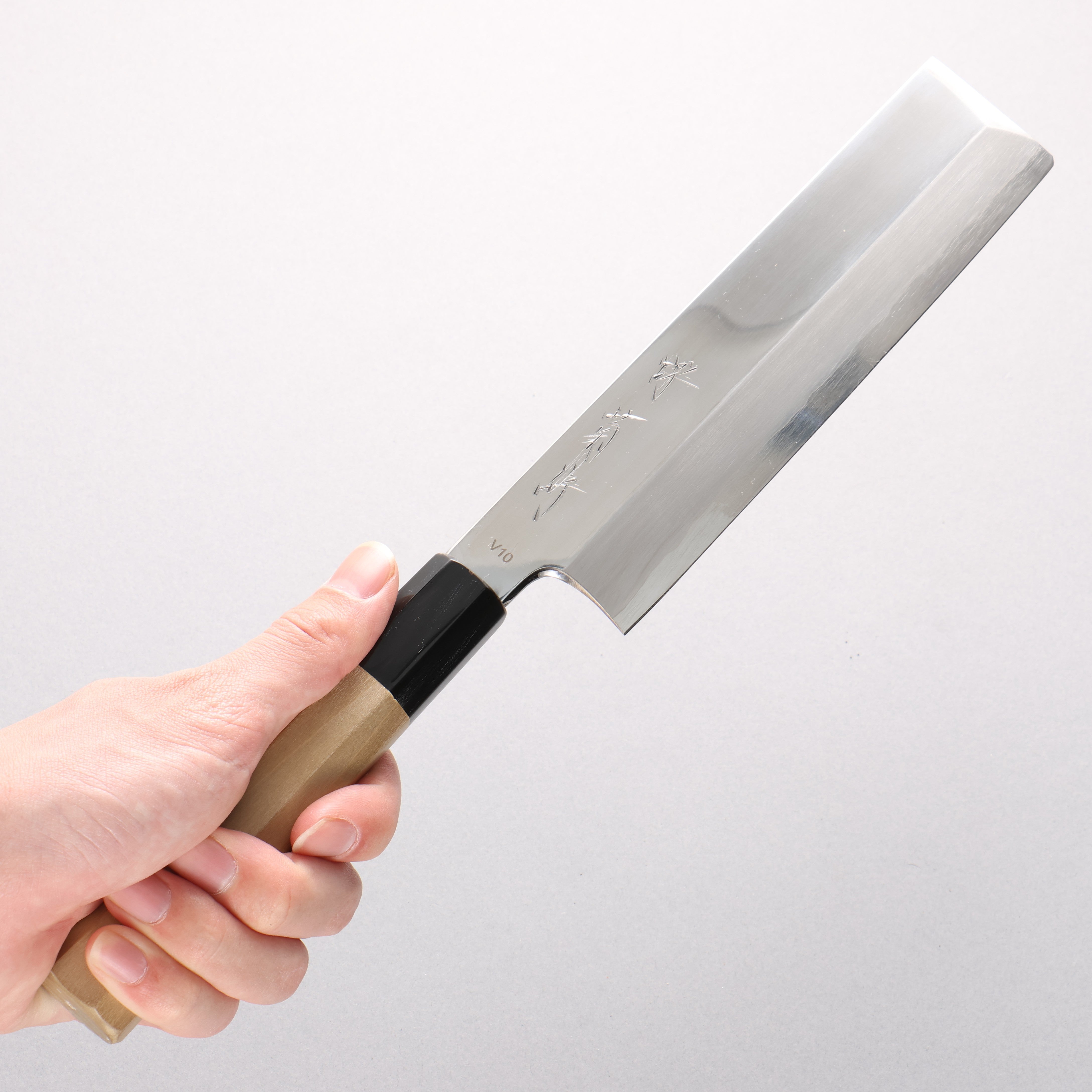 堺 菊守 V金10号 鏡面仕上げ 薄刃包丁 180mm 朴柄 – 清助刃物 Japan