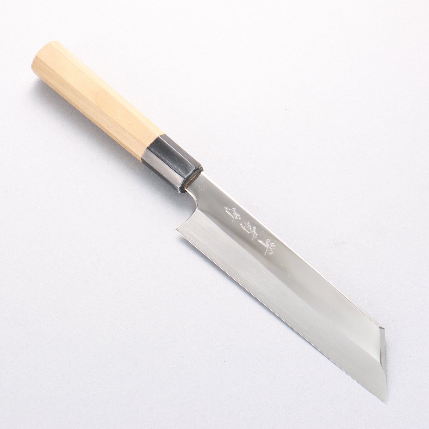 堺 菊守 V金10号 鏡面仕上げ ムキ物包丁 180mm 朴柄 - 清助刃物