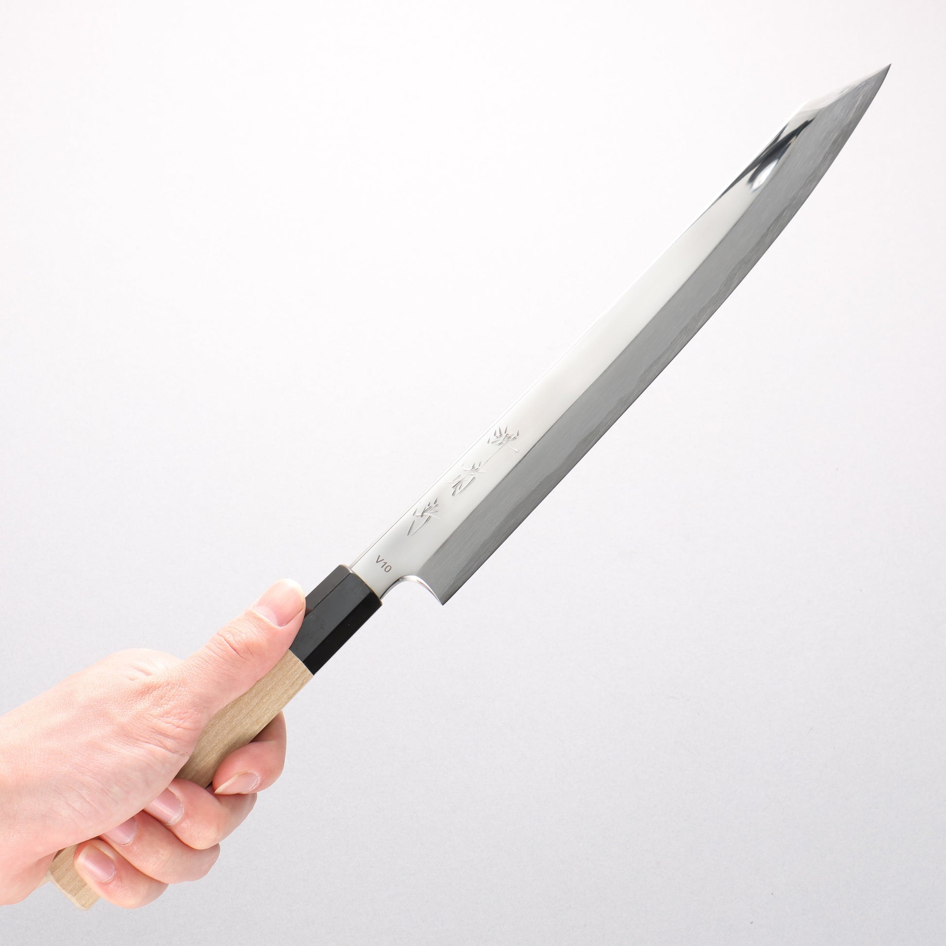 堺 菊守 V金10号 鏡面仕上げ 切付柳刃包丁 270mm 朴柄 - 清助刃物