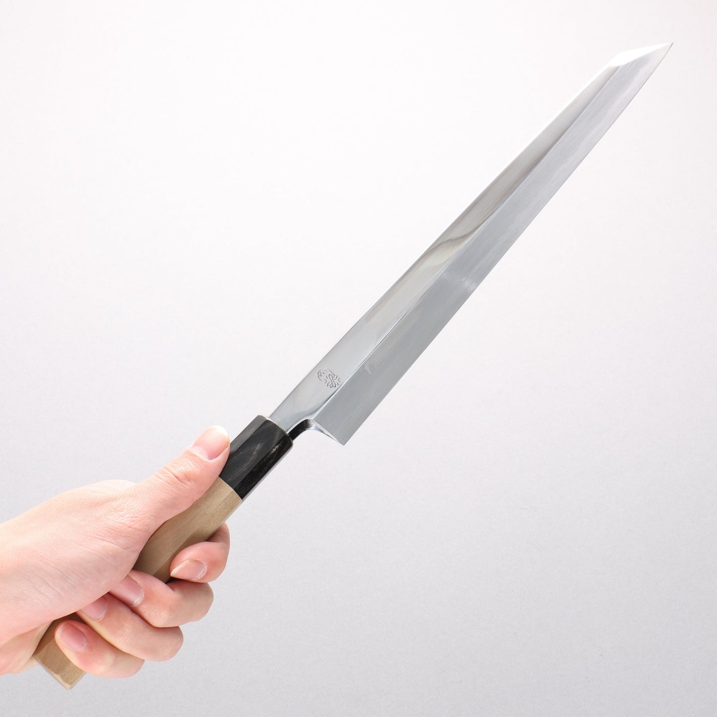 重陽 白鋼 鏡面仕上げ 切付柳刃包丁 270mm 朴柄 - 清助刃物