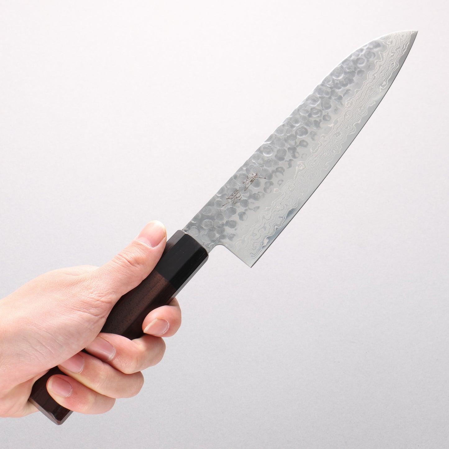 清助 AUS10 45層ダマスカス 三徳包丁 180mm 紫檀柄 - 清助刃物