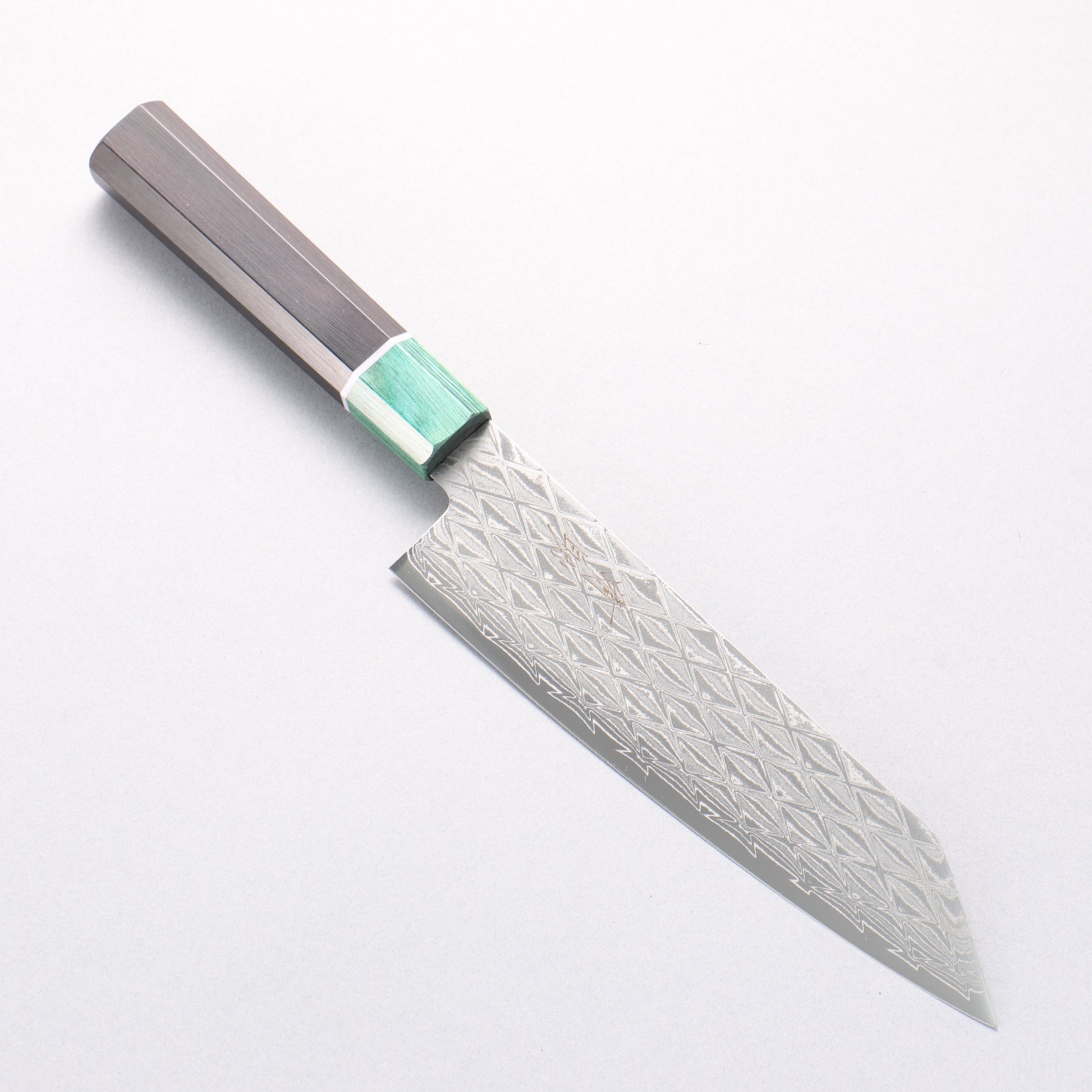 清助 AUS10 ミラークロス 切付三徳包丁 180mm 黒合板(口輪：緑合板)柄 - 清助刃物
