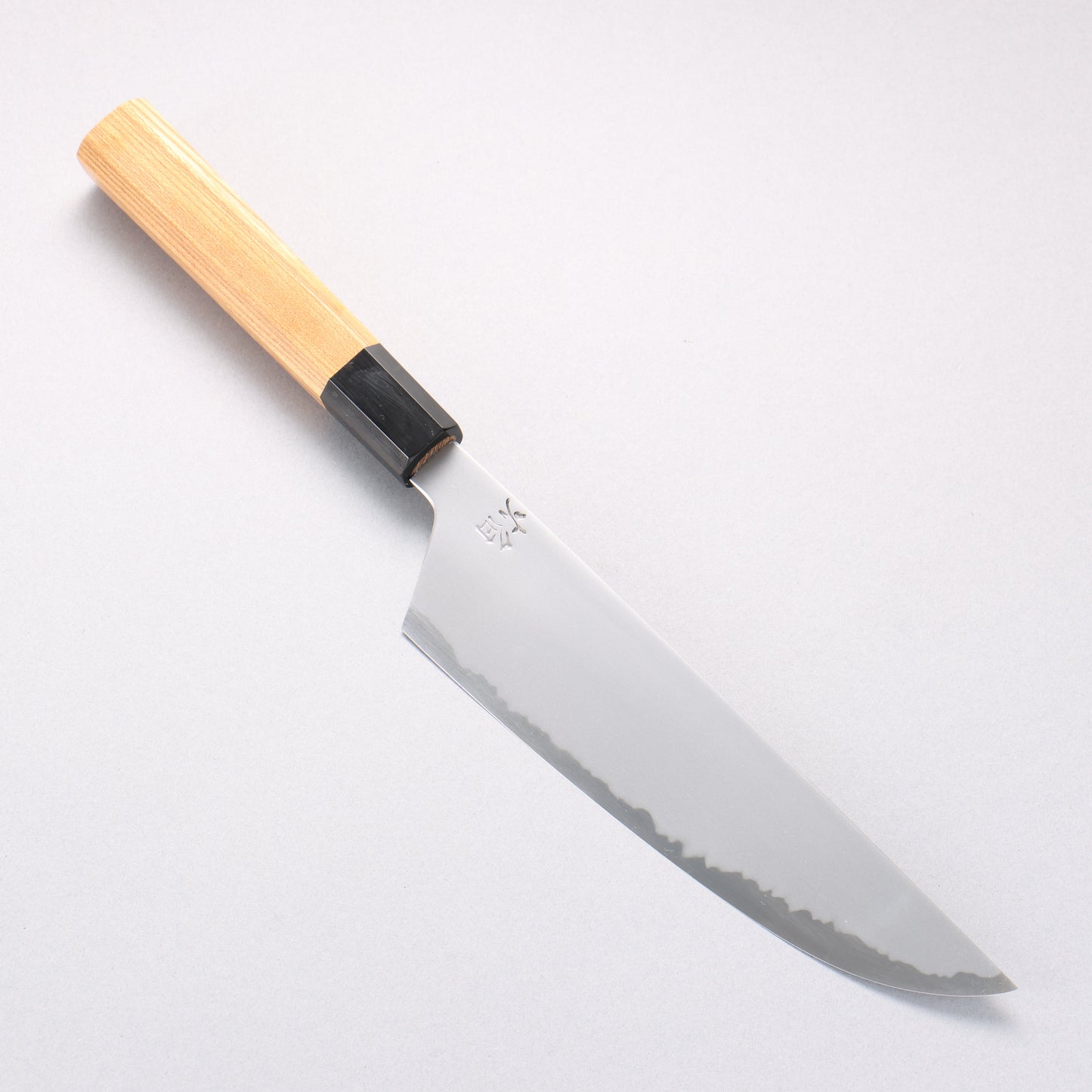 堺 孝行 焔 飛燕 青ニ鋼 牛刀包丁 210mm イチイ柄 鞘付き - 清助刃物